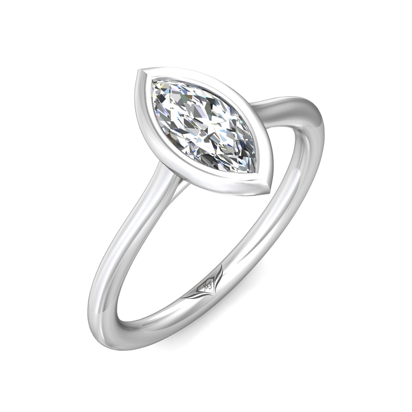 18K White Gold Marquise Diamond Engagement Ring