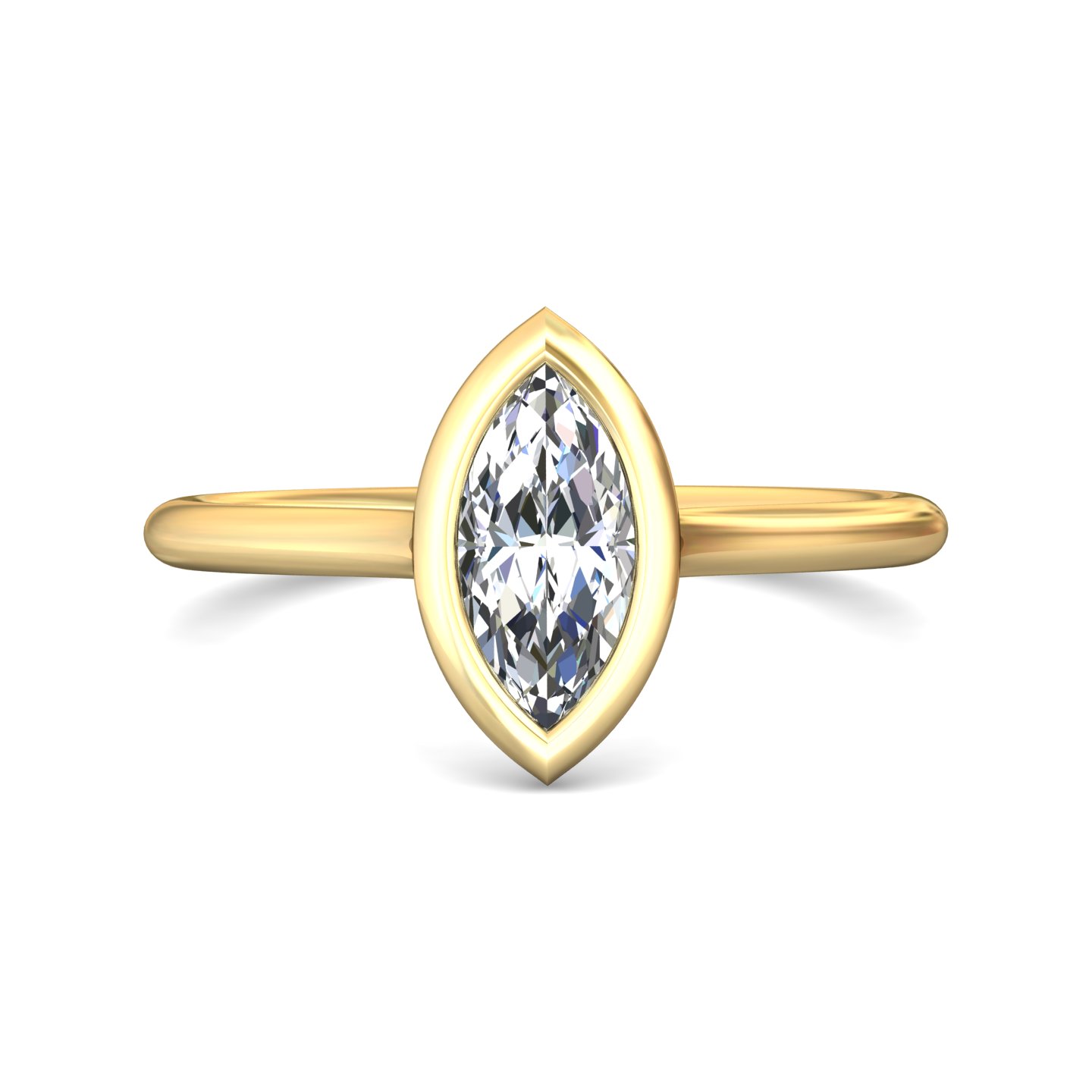 18K Yellow Gold Marquise Diamond Engagement Ring