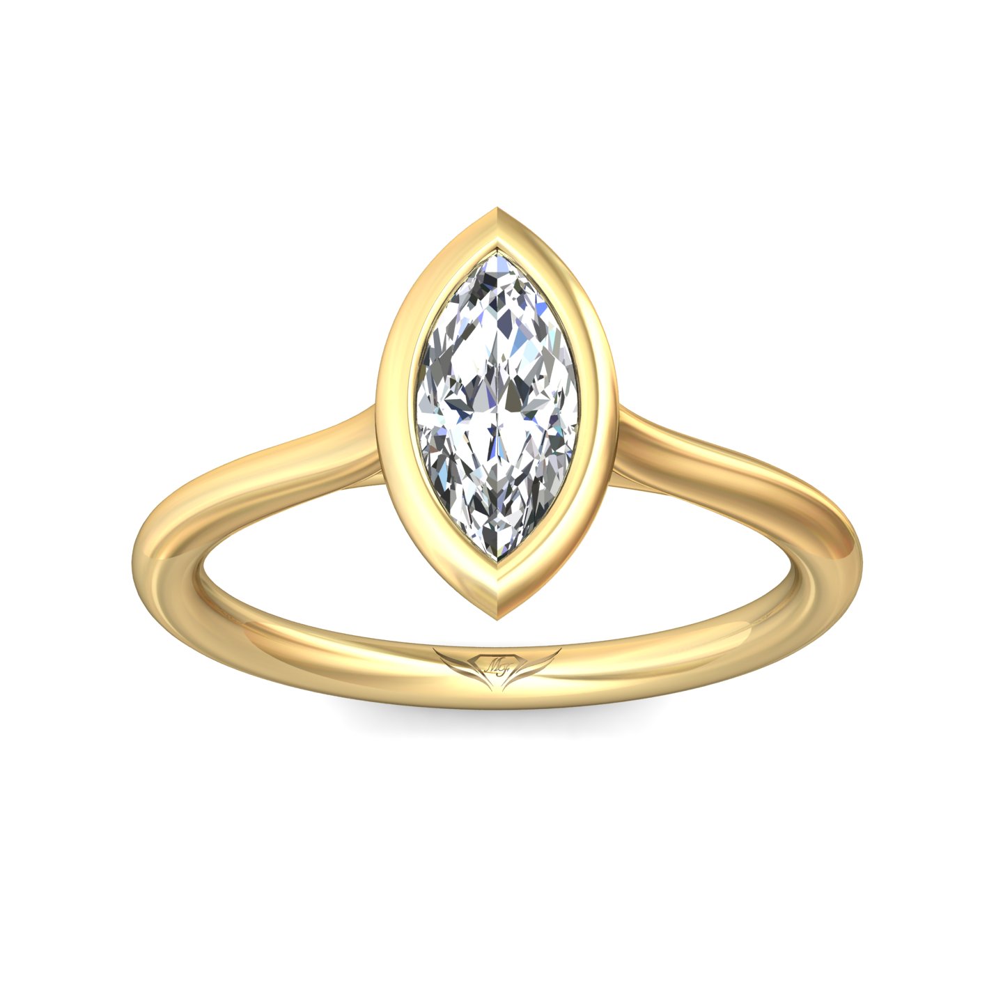 18K Yellow Gold Marquise Diamond Engagement Ring