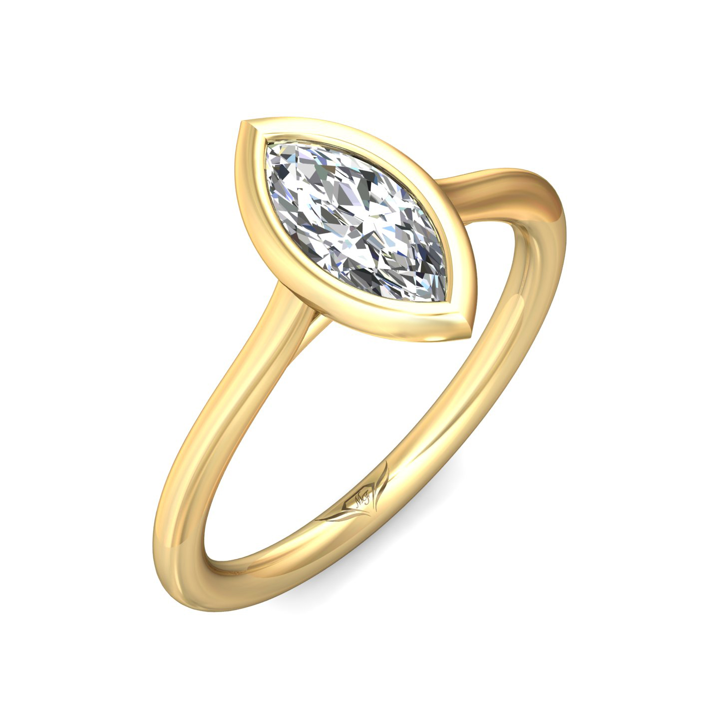 18K Yellow Gold Marquise Diamond Engagement Ring