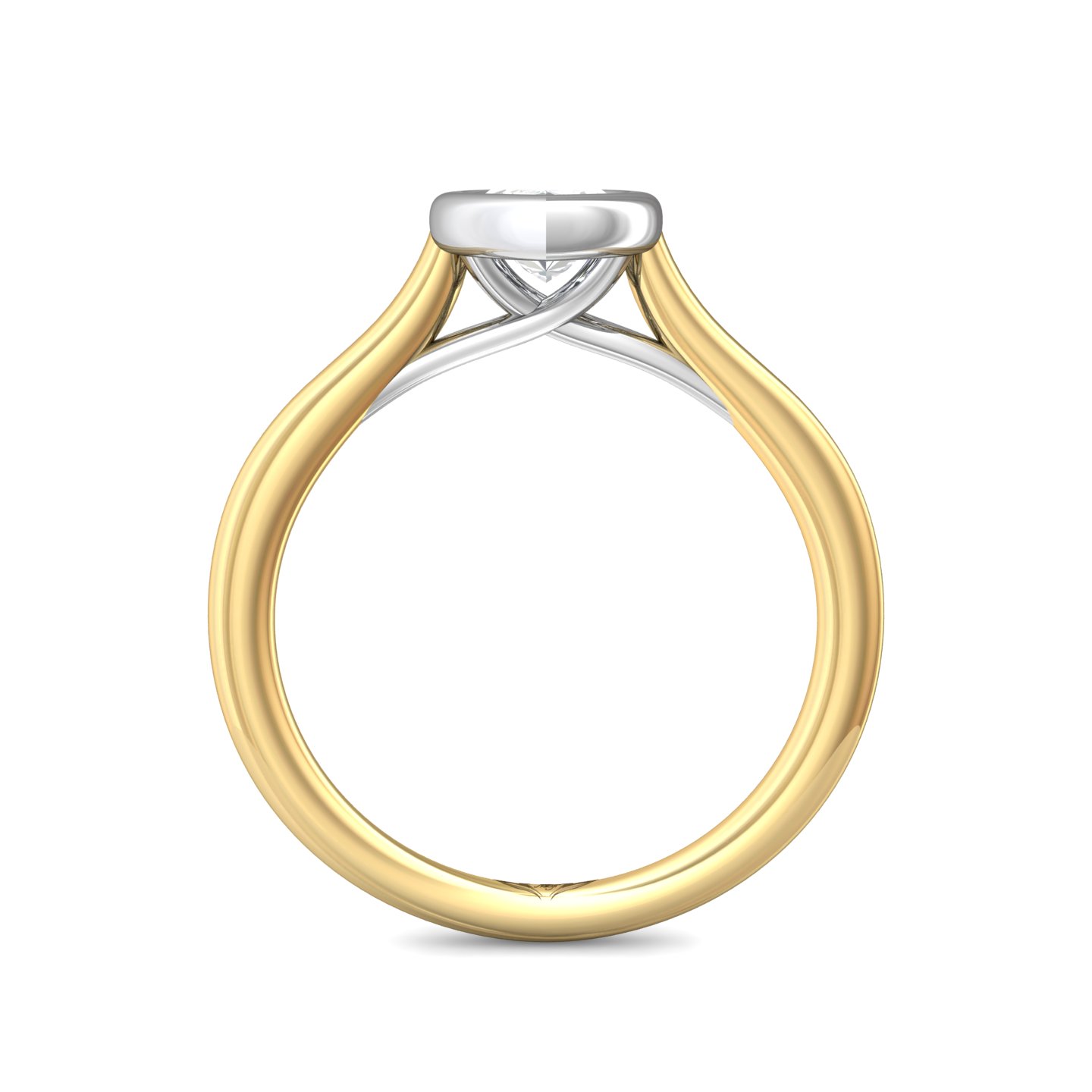 18K White and Yellow Gold Marquise Diamond Engagement Ring