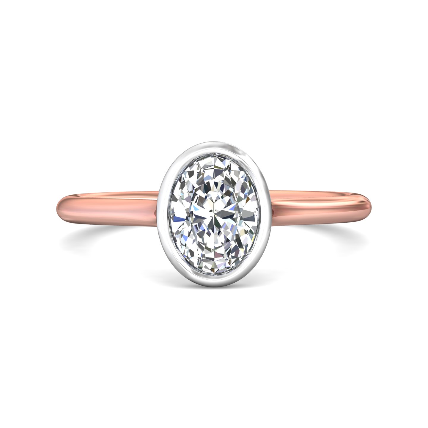 18K White and Rose Gold Oval Diamond Engagement Ring