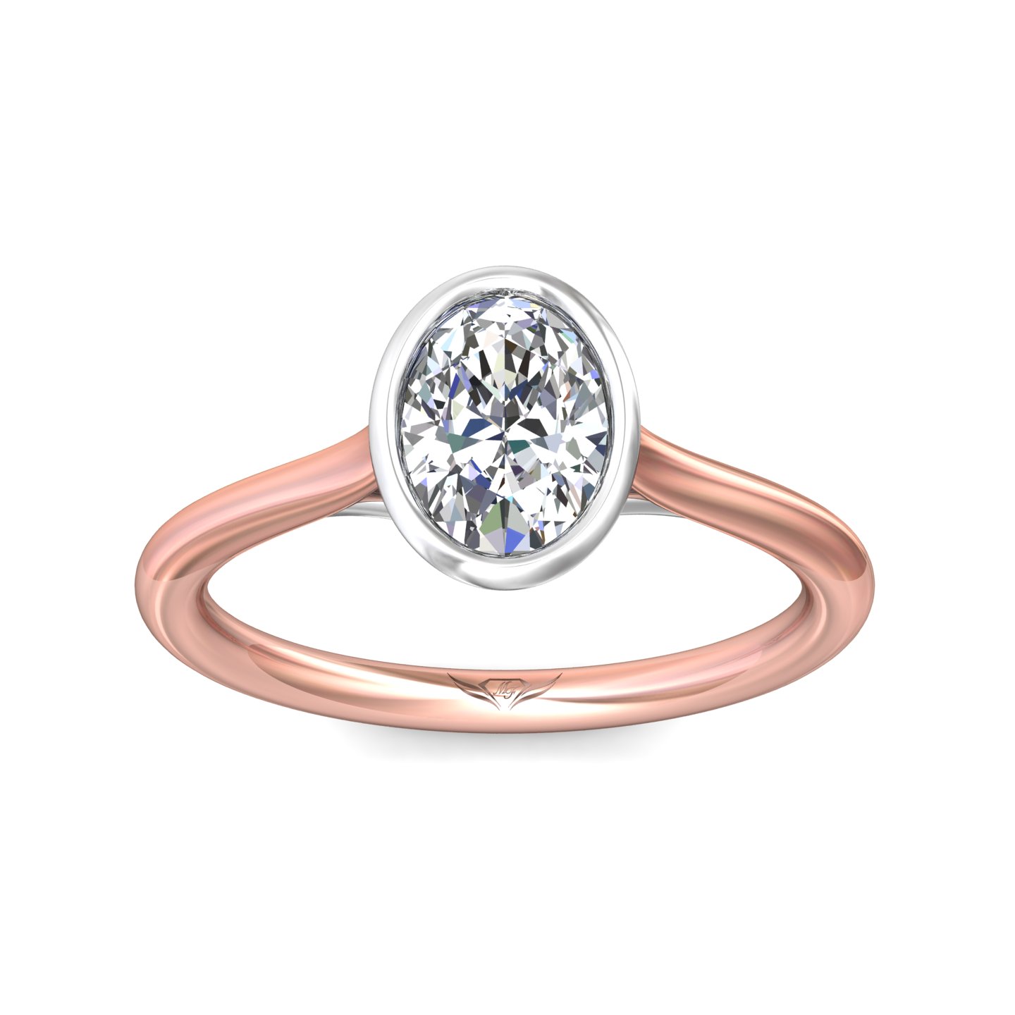 18K White and Rose Gold Oval Diamond Engagement Ring
