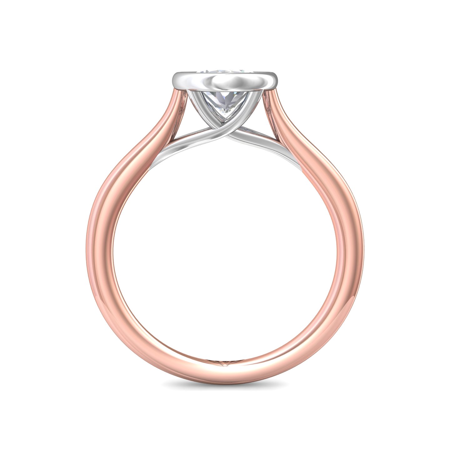 18K White and Rose Gold Oval Diamond Engagement Ring