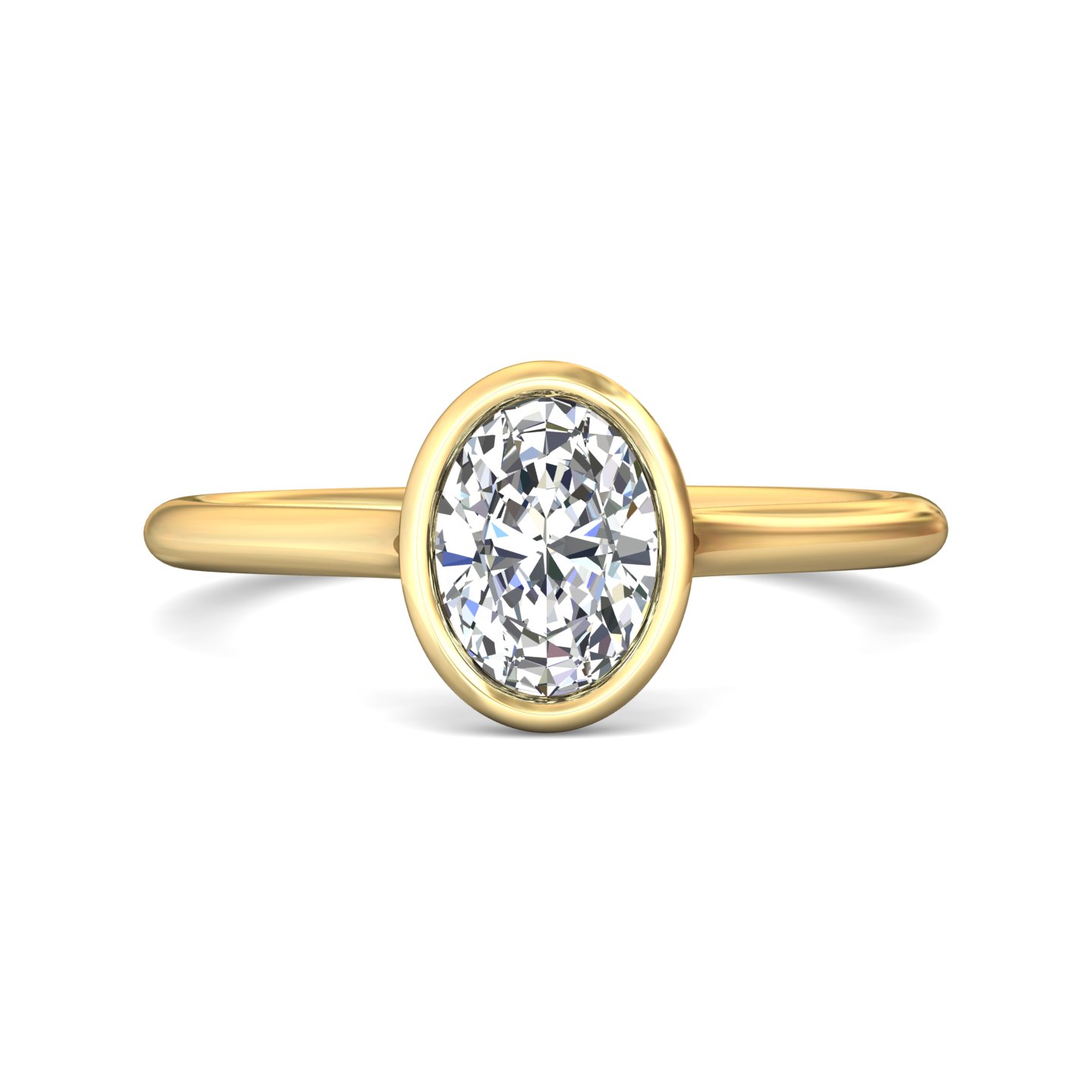 14K Yellow Gold Oval Diamond Engagement Ring