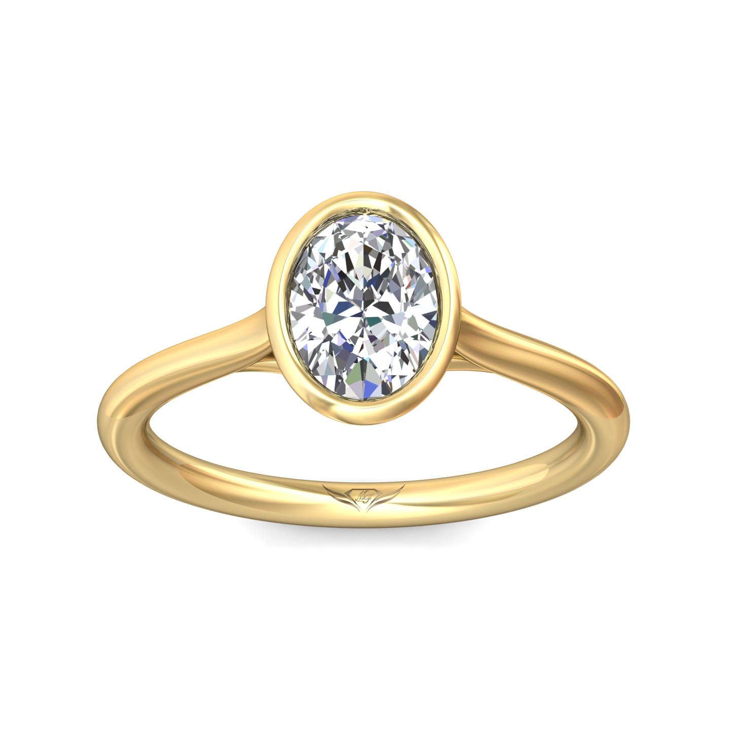 14K Yellow Gold Oval Diamond Engagement Ring