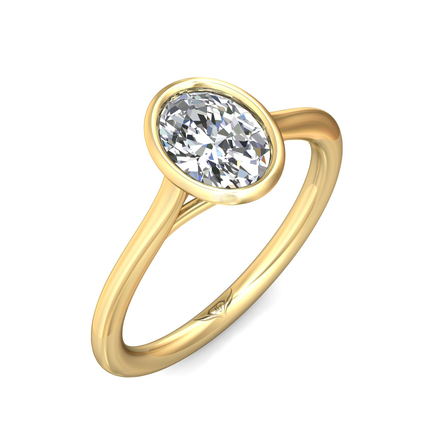 14K Yellow Gold Oval Diamond Engagement Ring