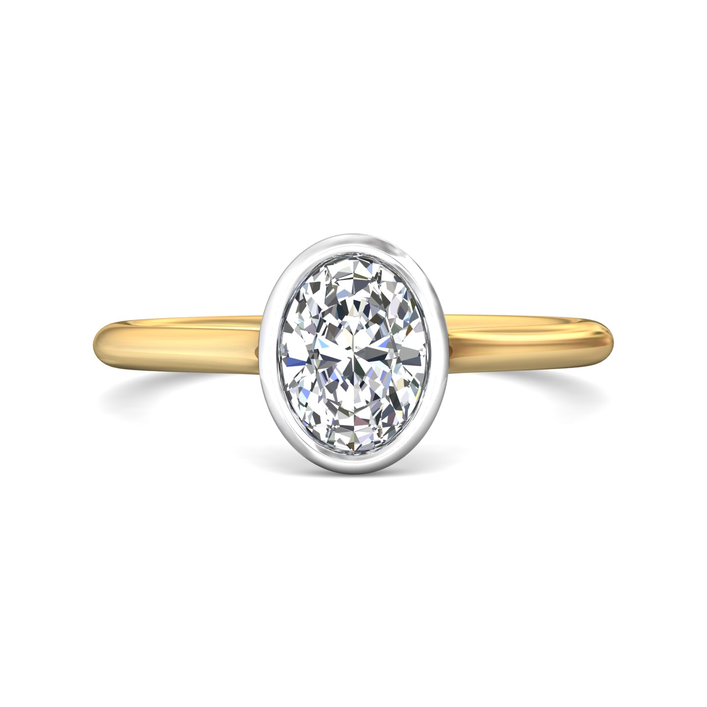 18K White and Yellow Gold Oval Diamond Engagement Ring