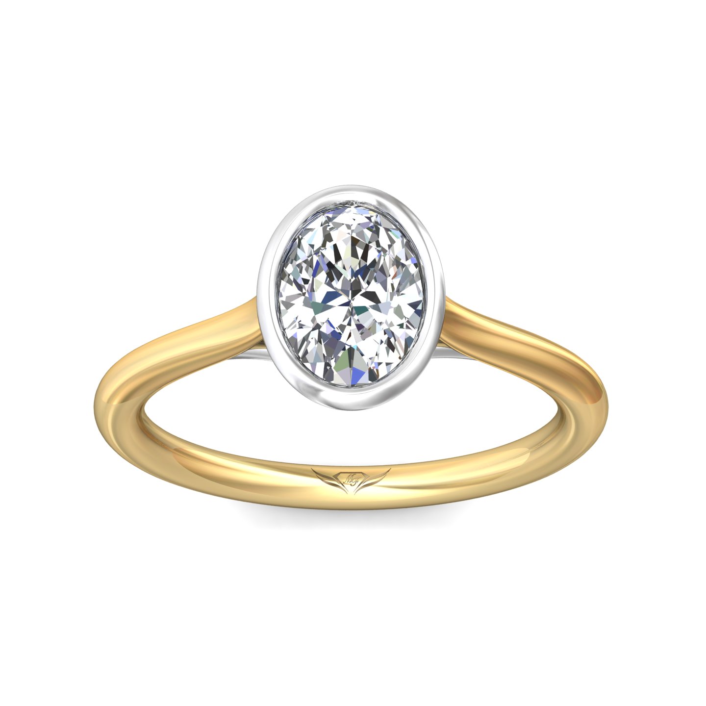 18K White and Yellow Gold Oval Diamond Engagement Ring