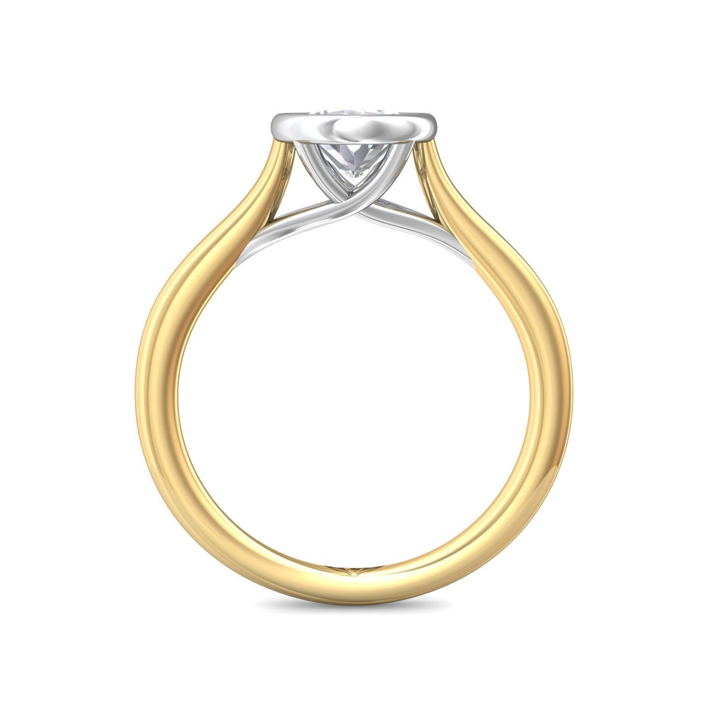 18K White and Yellow Gold Oval Diamond Engagement Ring