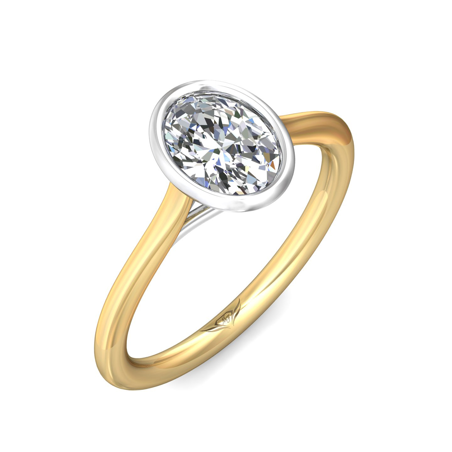 18K White and Yellow Gold Oval Diamond Engagement Ring