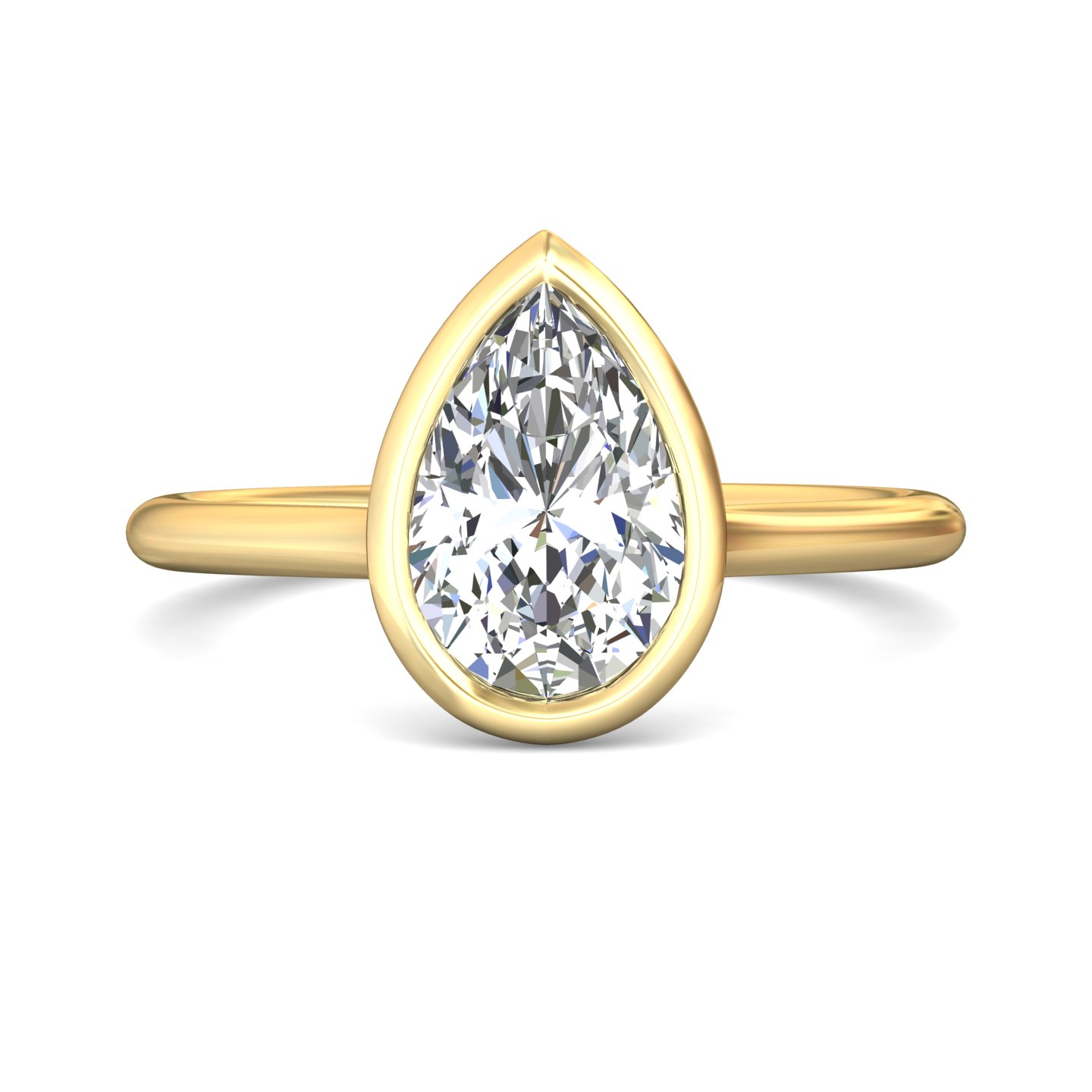 18K Yellow Gold Pear Shape Diamond Engagement Ring