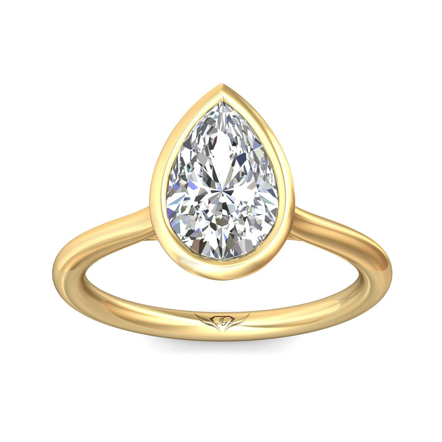 18K Yellow Gold Pear Shape Diamond Engagement Ring