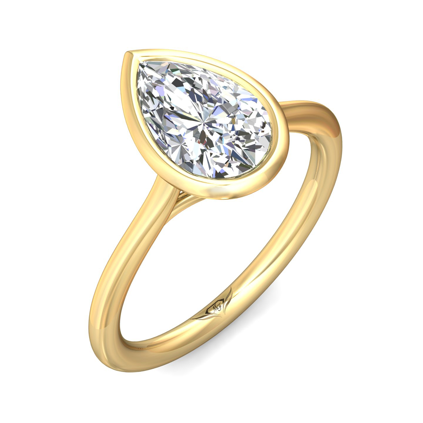 18K Yellow Gold Pear Shape Diamond Engagement Ring