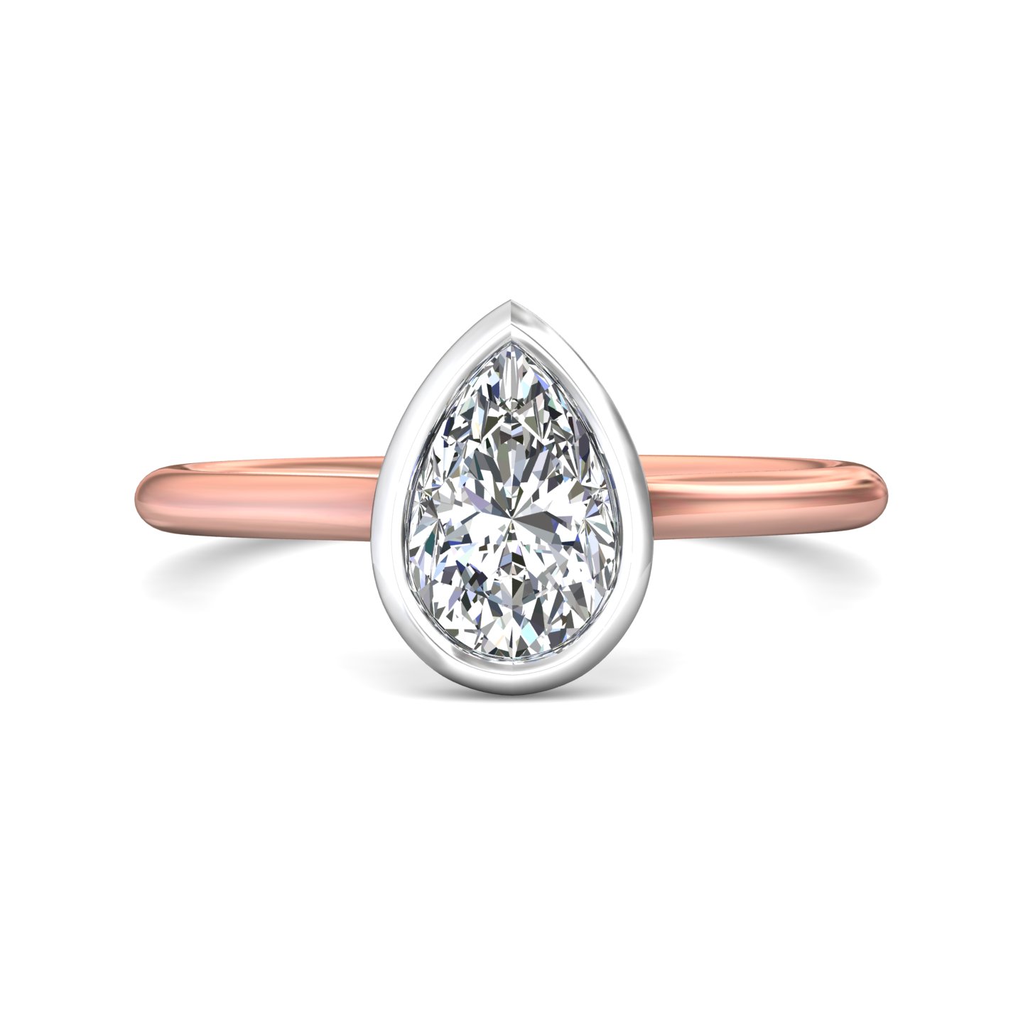 14K Rose and White Gold Pear Shape Diamond Engagement Ring