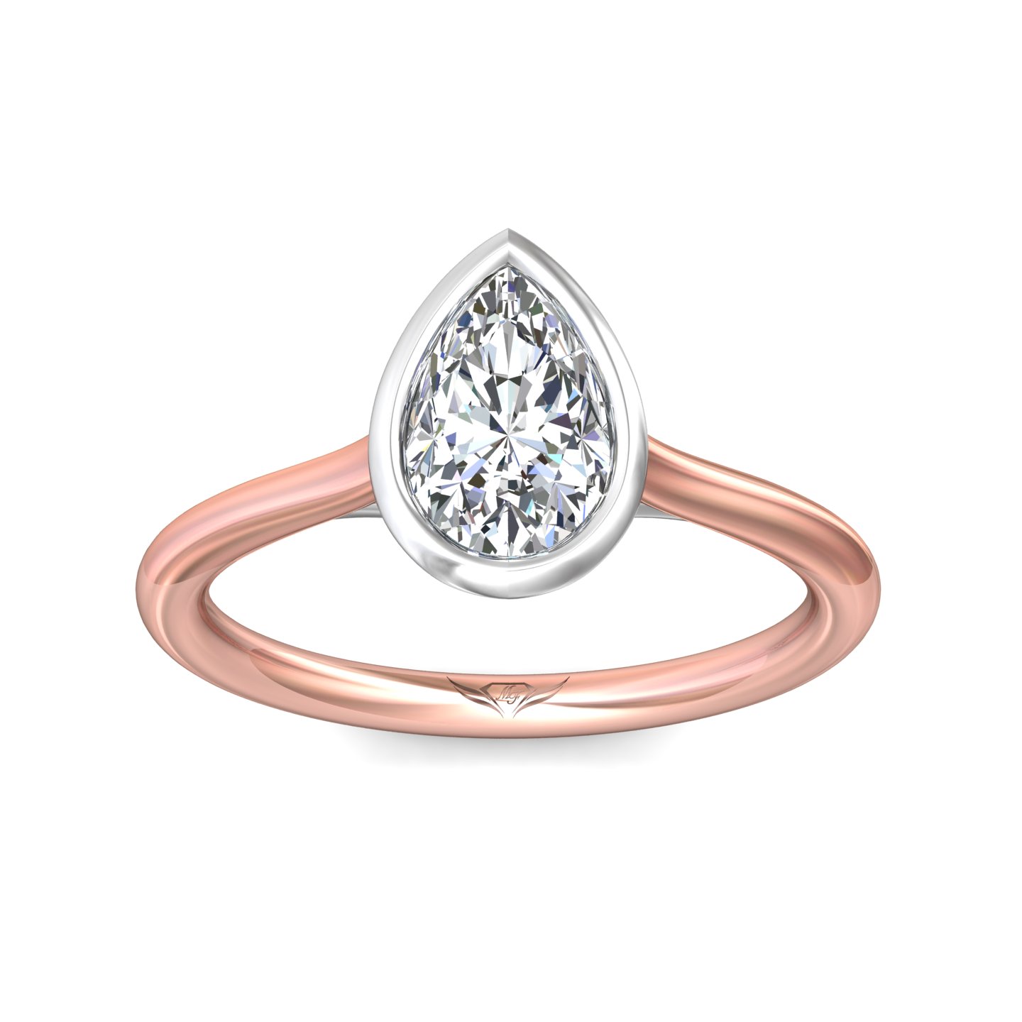 14K Rose and White Gold Pear Shape Diamond Engagement Ring