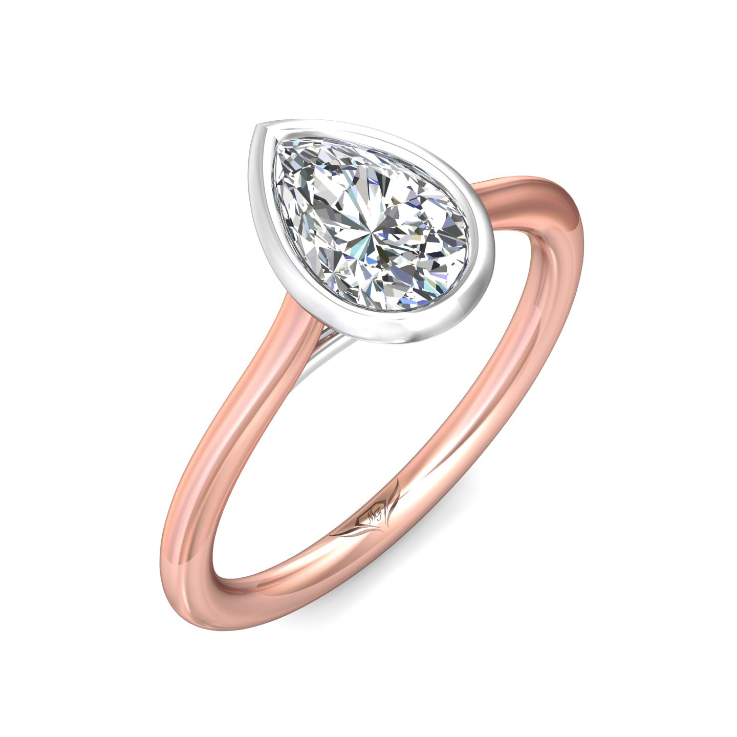 14K Rose and White Gold Pear Shape Diamond Engagement Ring