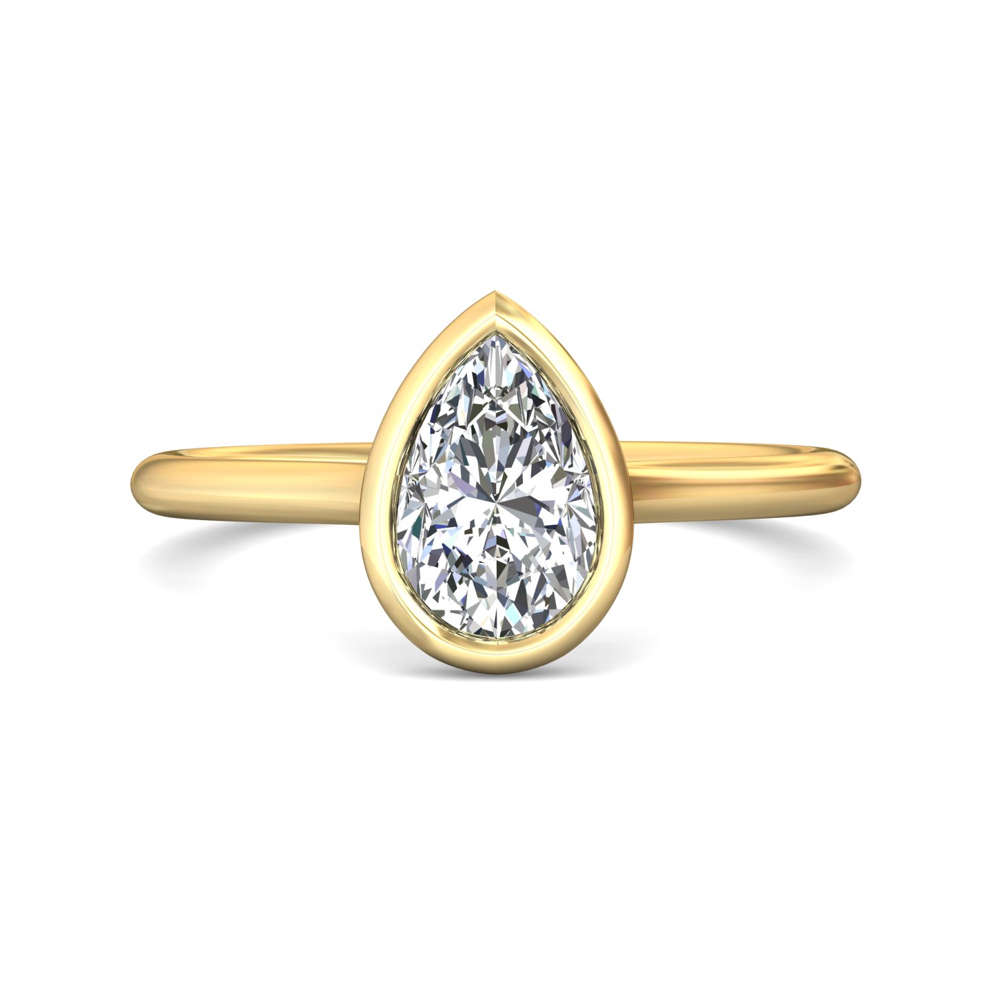 18K Yellow Gold Pear Shape Diamond Engagement Ring
