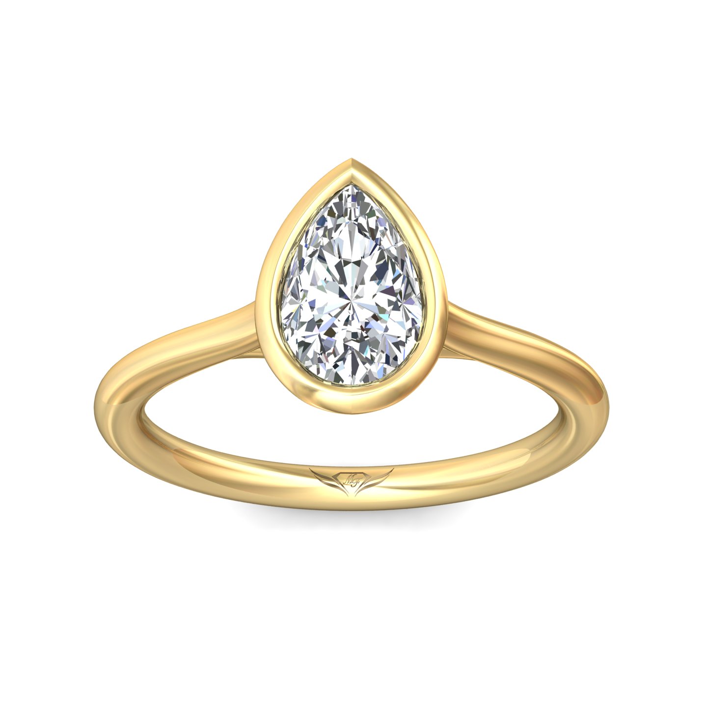 18K Yellow Gold Pear Shape Diamond Engagement Ring