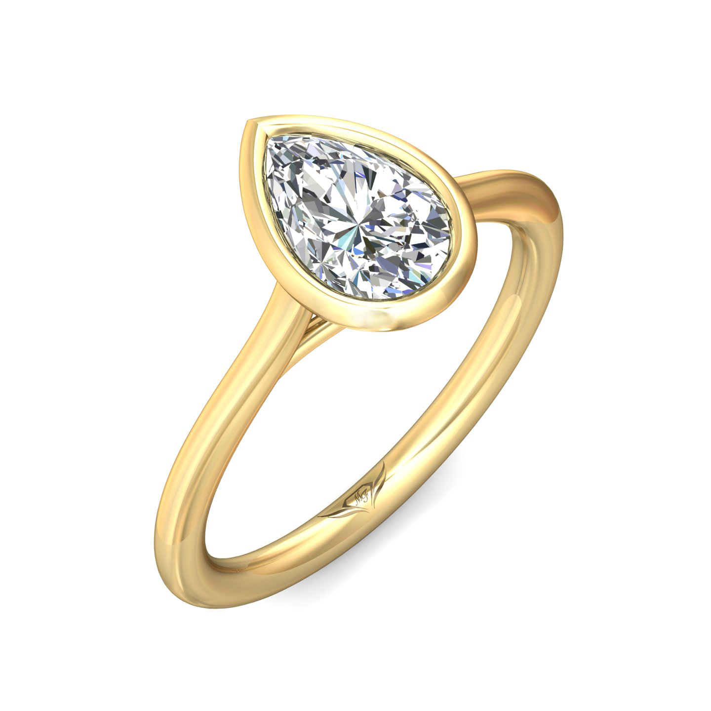 18K Yellow Gold Pear Shape Diamond Engagement Ring