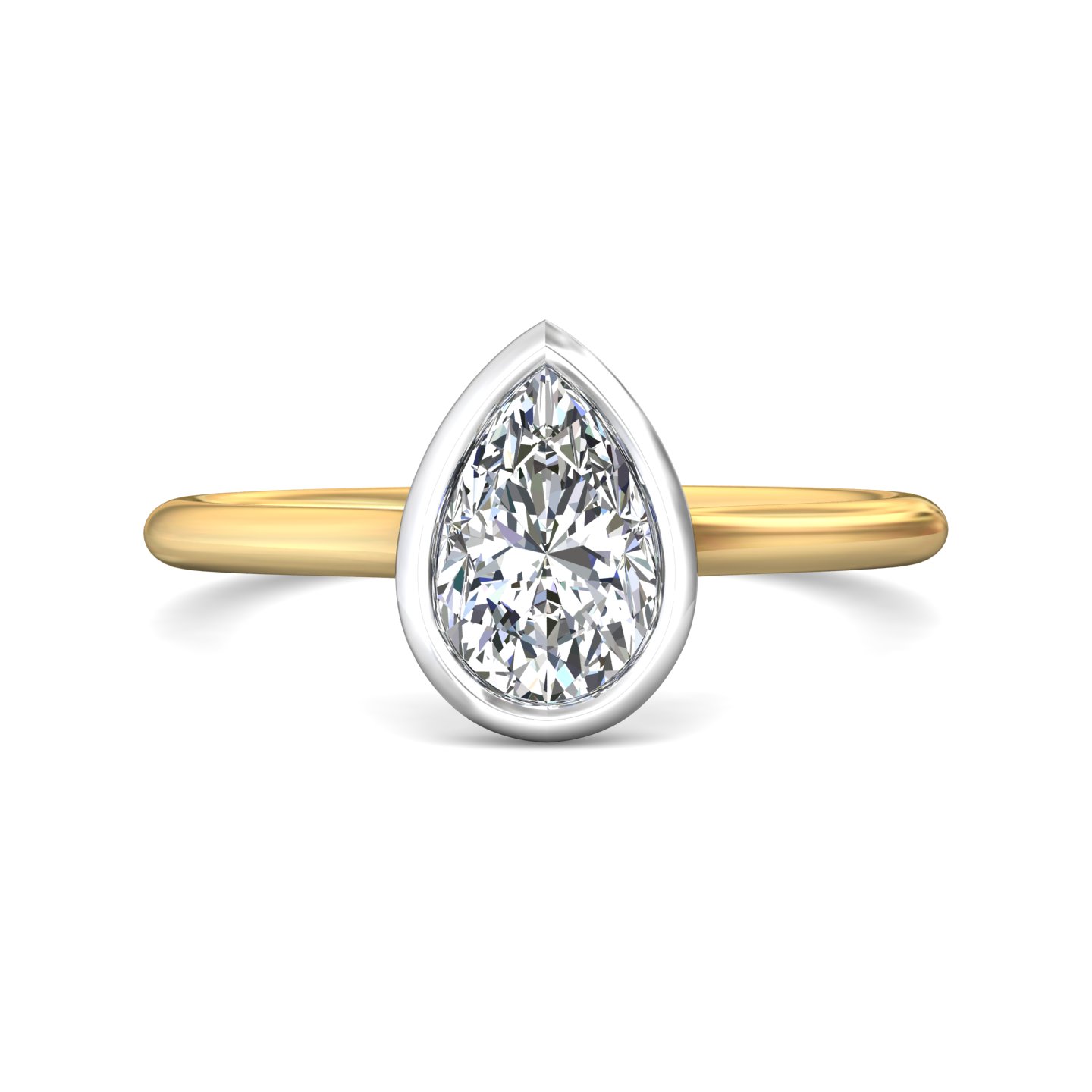 14K Yellow and White Gold Pear Shape Diamond Engagement Ring