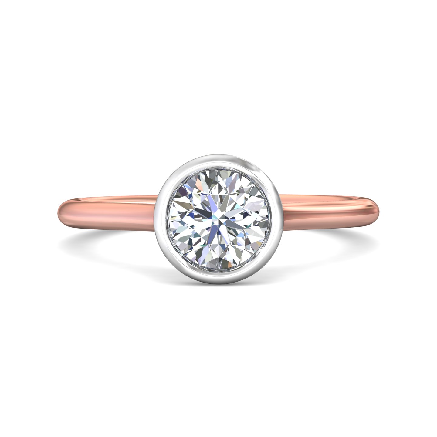 18K White and Rose Gold Round Diamond Engagement Ring