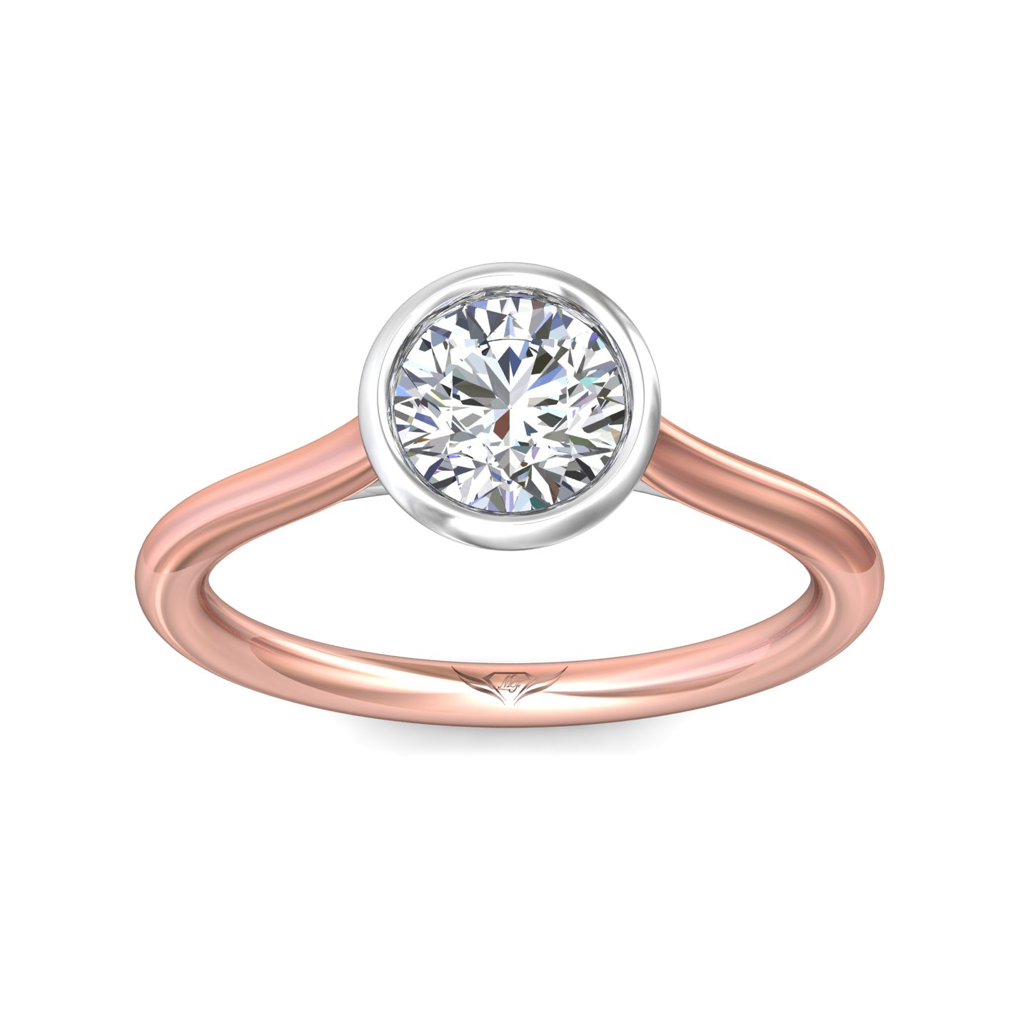18K White and Rose Gold Round Diamond Engagement Ring