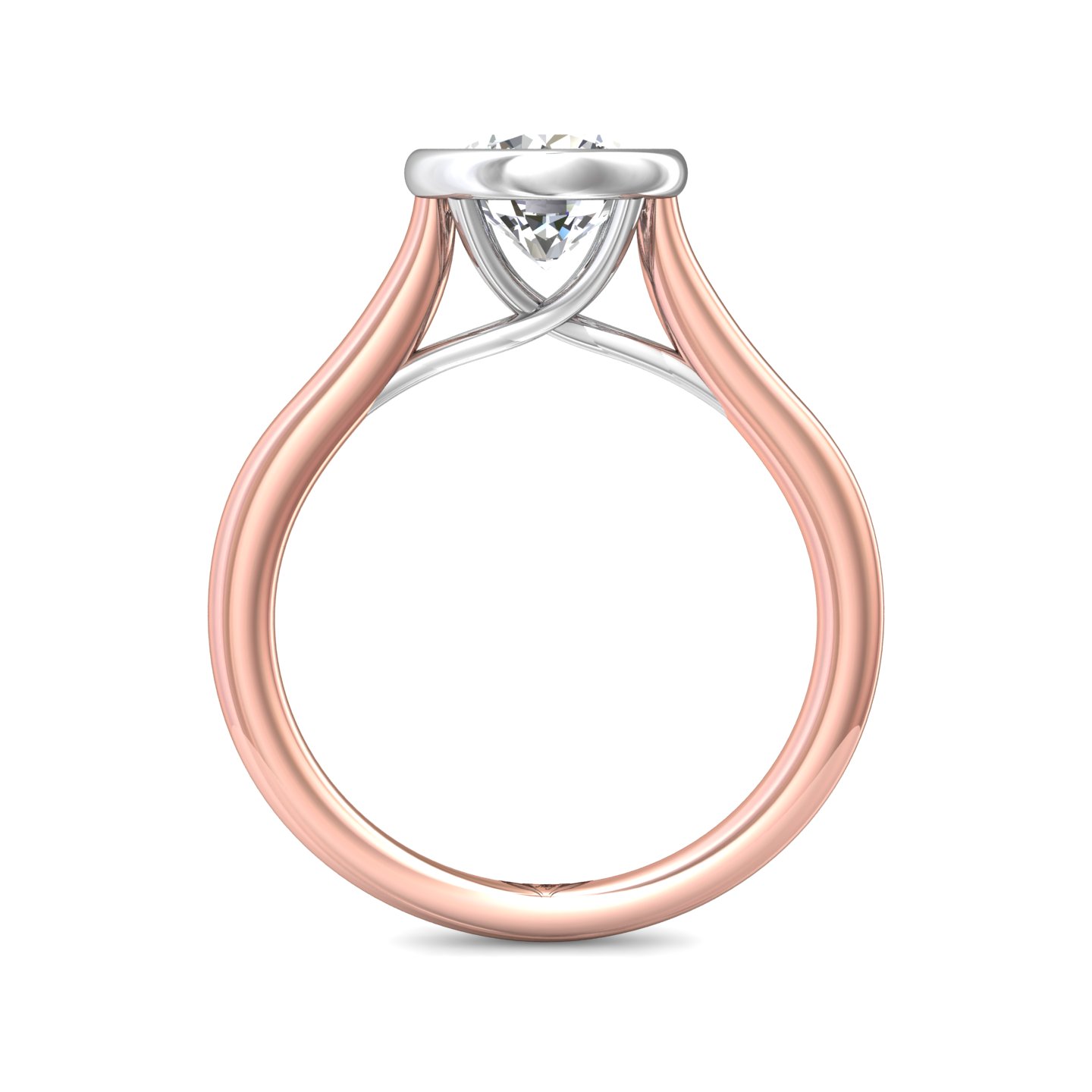 18K White and Rose Gold Round Diamond Engagement Ring