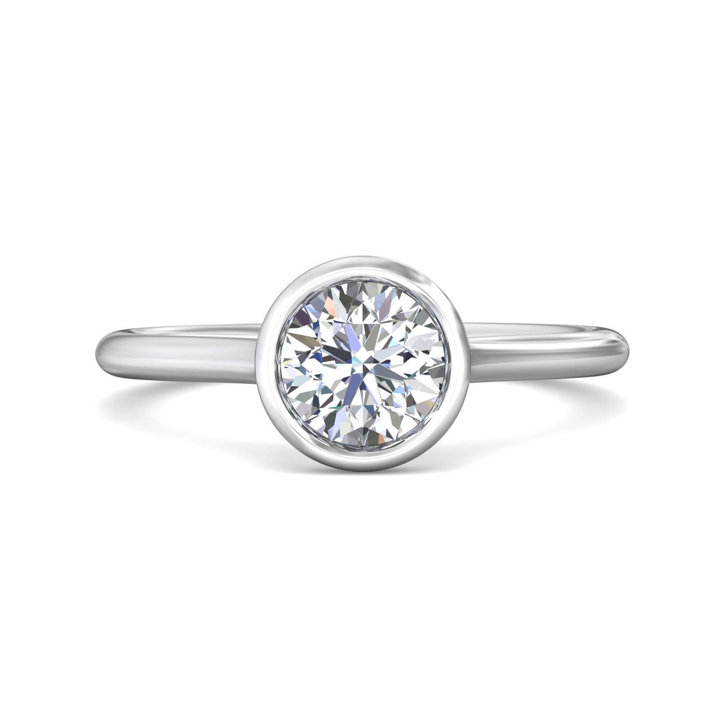 14K White Gold Round Diamond Engagement Ring