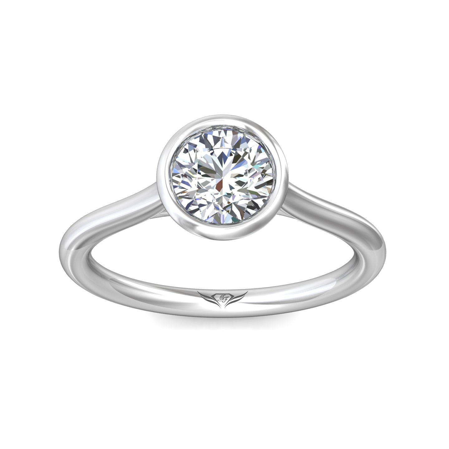14K White Gold Round Diamond Engagement Ring