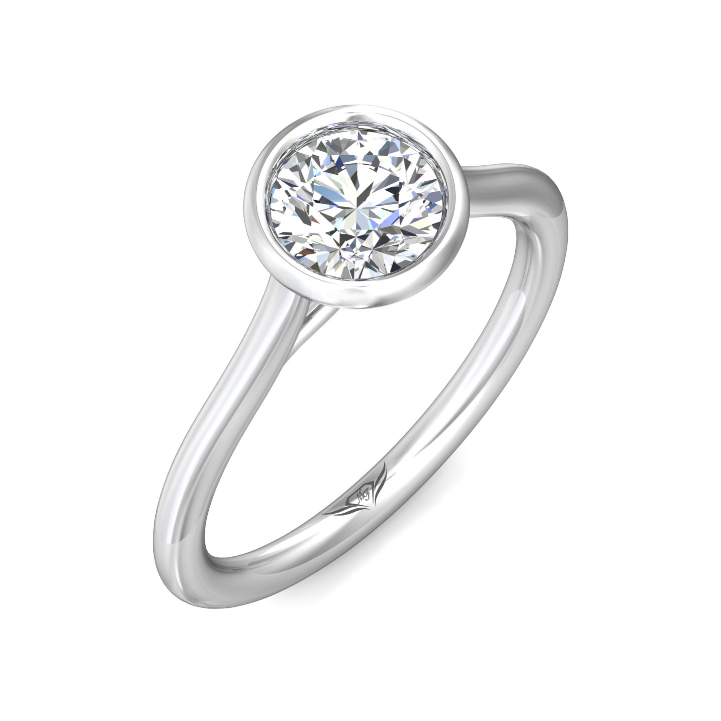 14K White Gold Round Diamond Engagement Ring