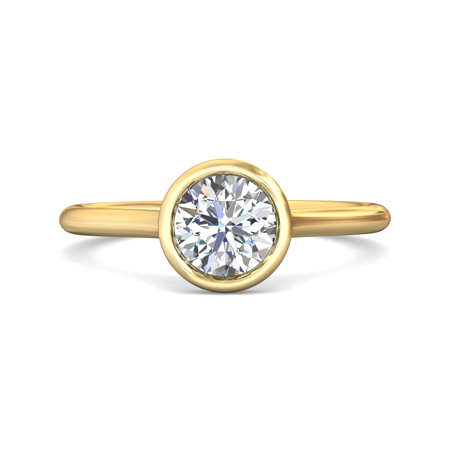 18K Yellow Gold Round Diamond Engagement Ring
