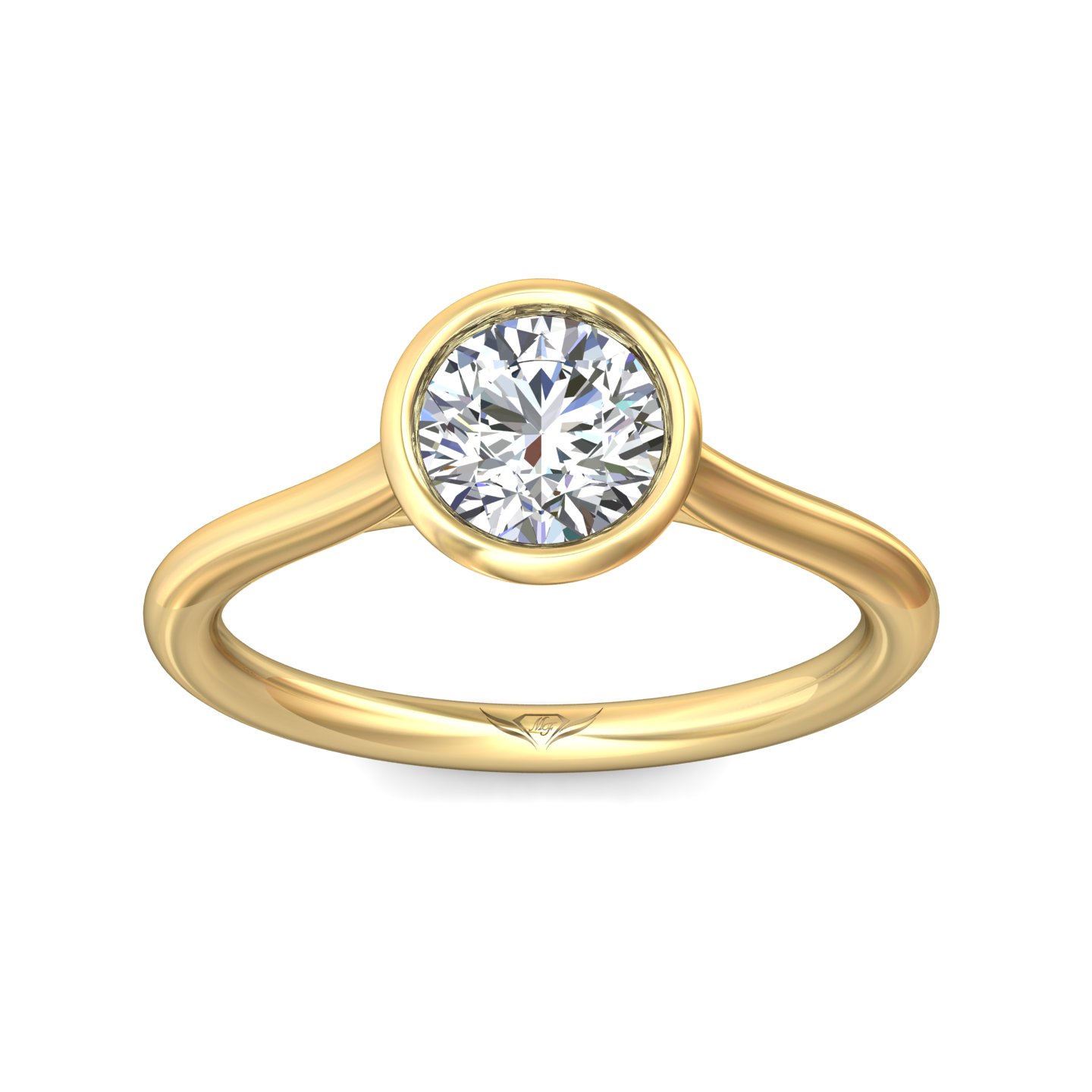 18K Yellow Gold Round Diamond Engagement Ring