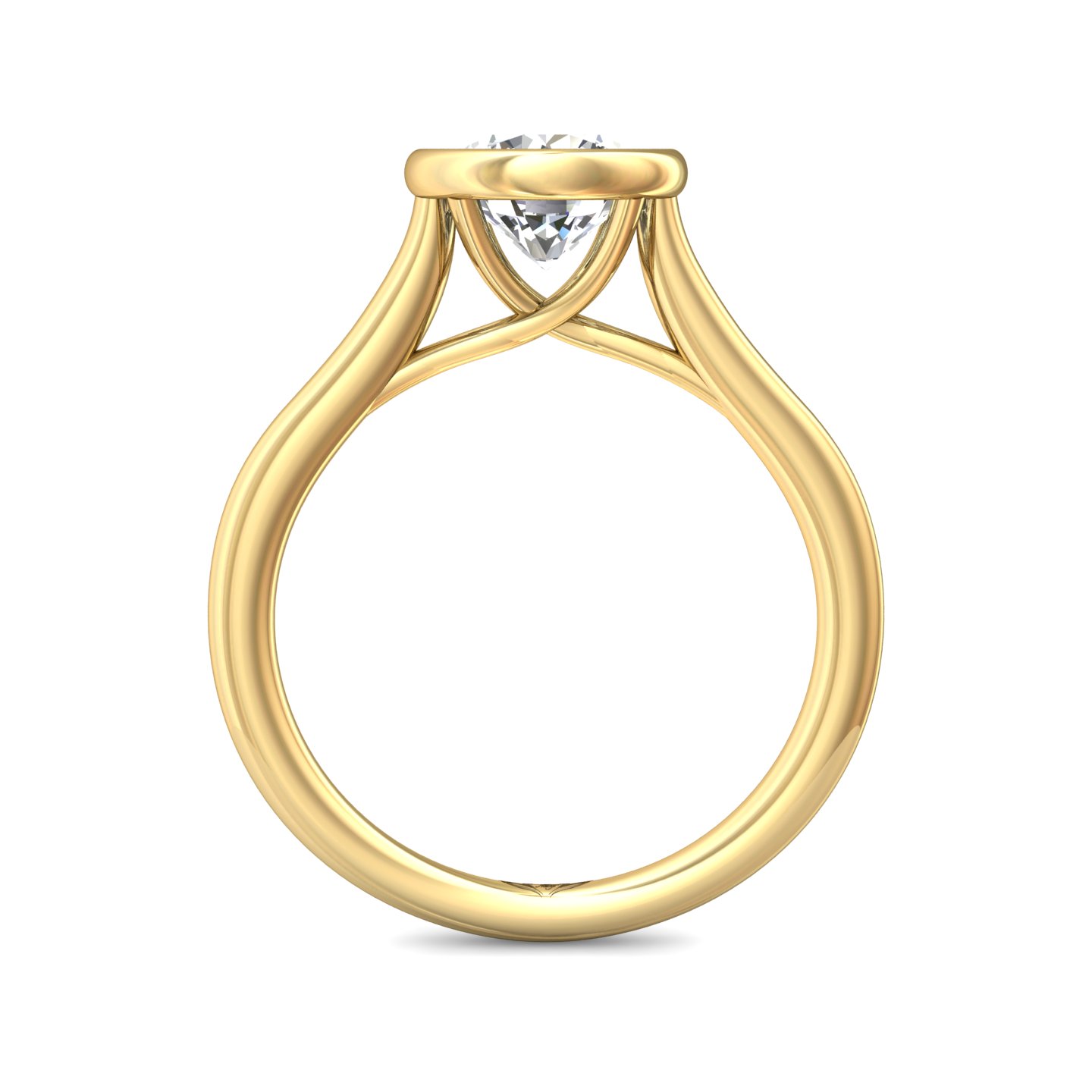 18K Yellow Gold Round Diamond Engagement Ring