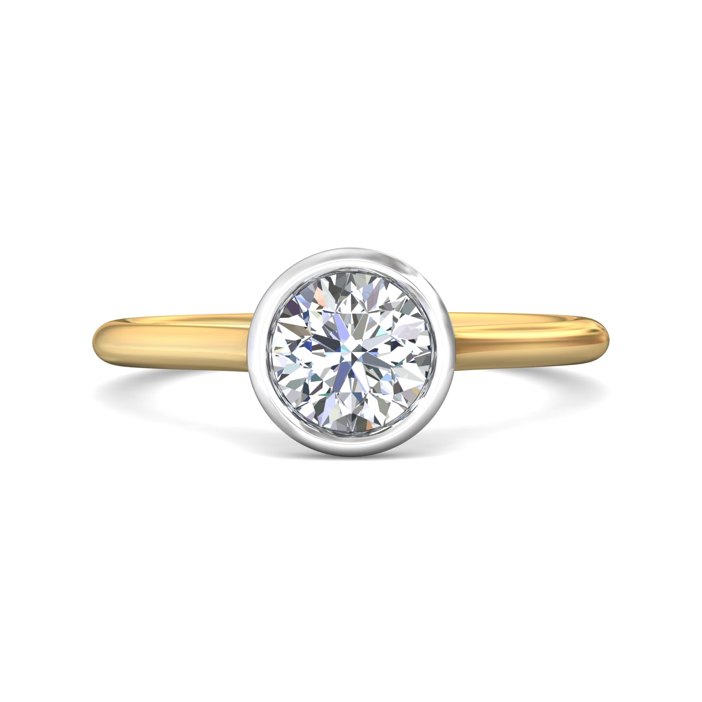 18K White and Yellow Gold Round Diamond Engagement Ring