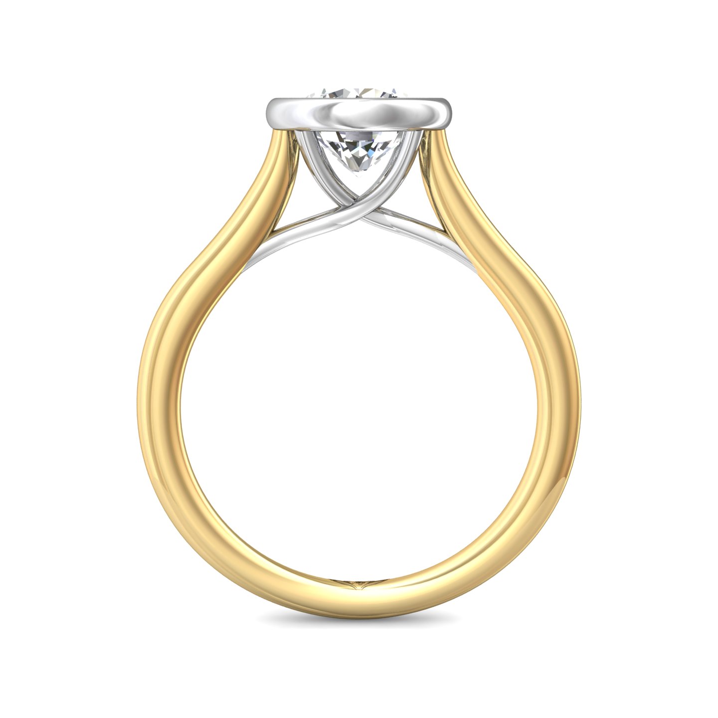 18K White and Yellow Gold Round Diamond Engagement Ring