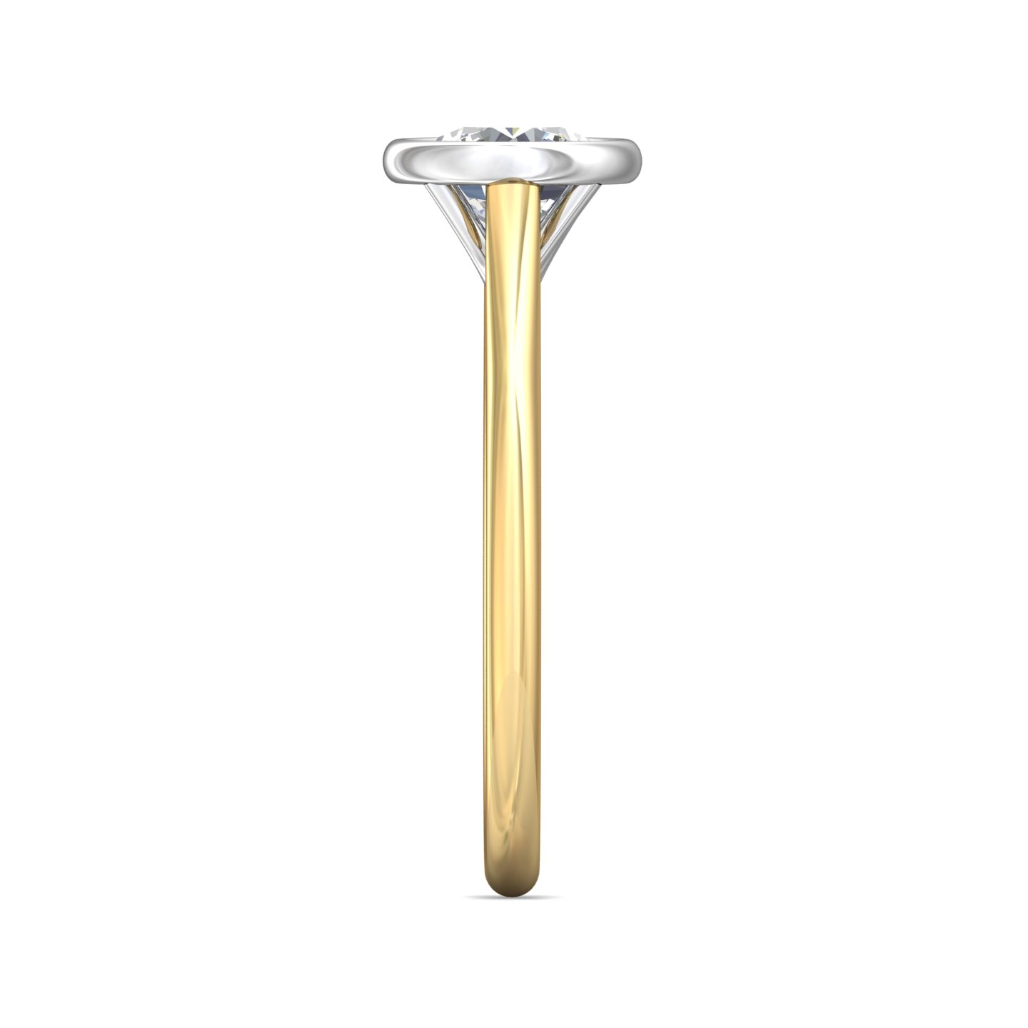 18K White and Yellow Gold Round Diamond Engagement Ring