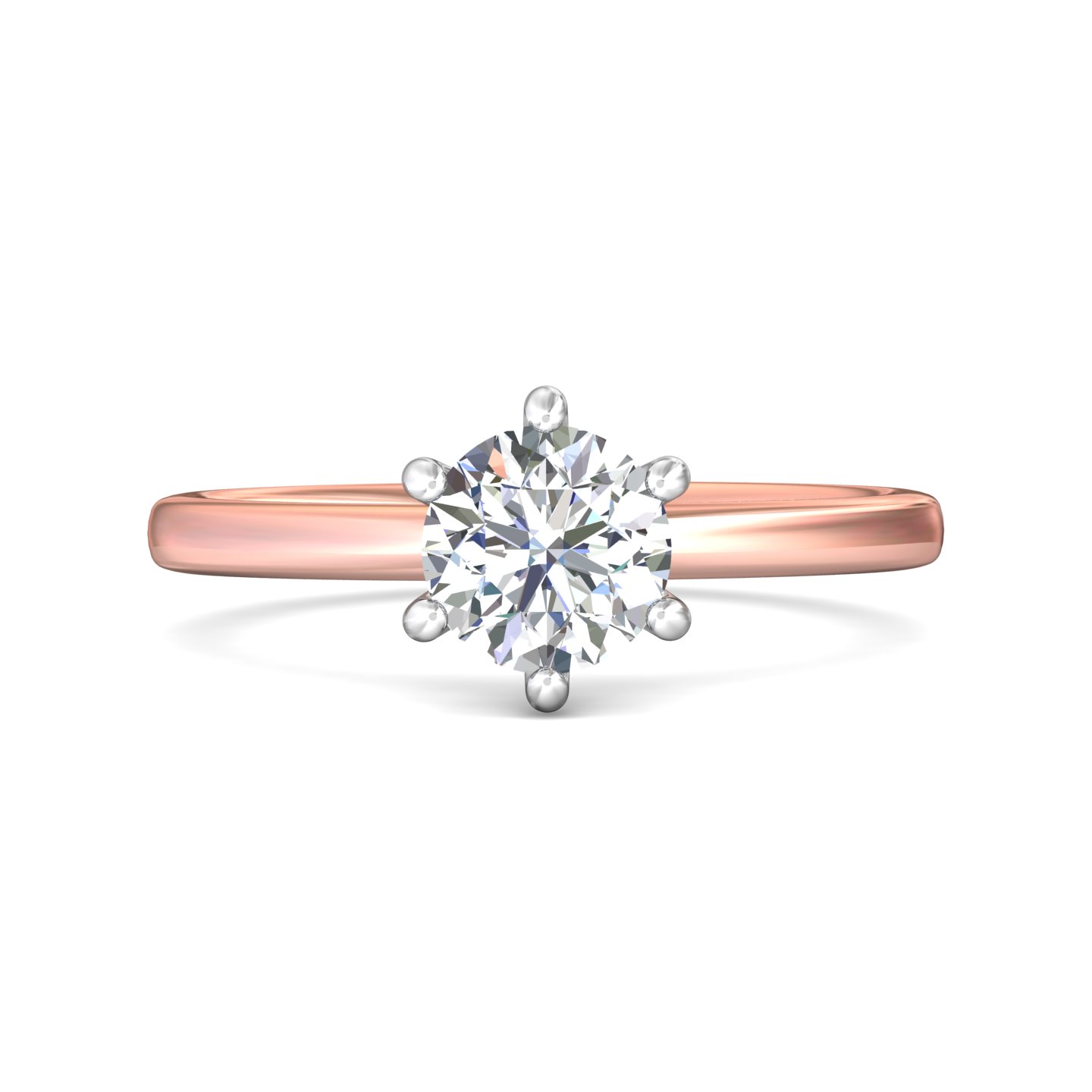 14K Rose and White Gold Round Diamond Engagement Ring