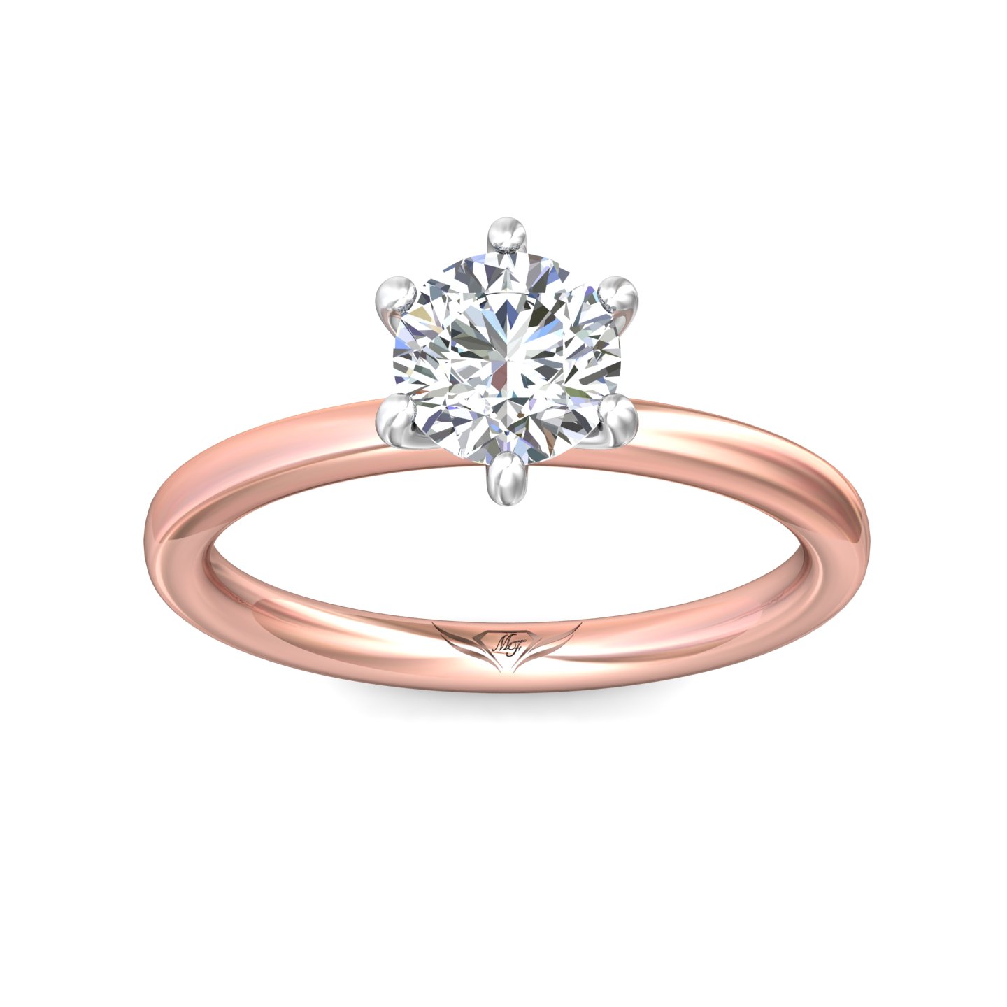 14K Rose and White Gold Round Diamond Engagement Ring