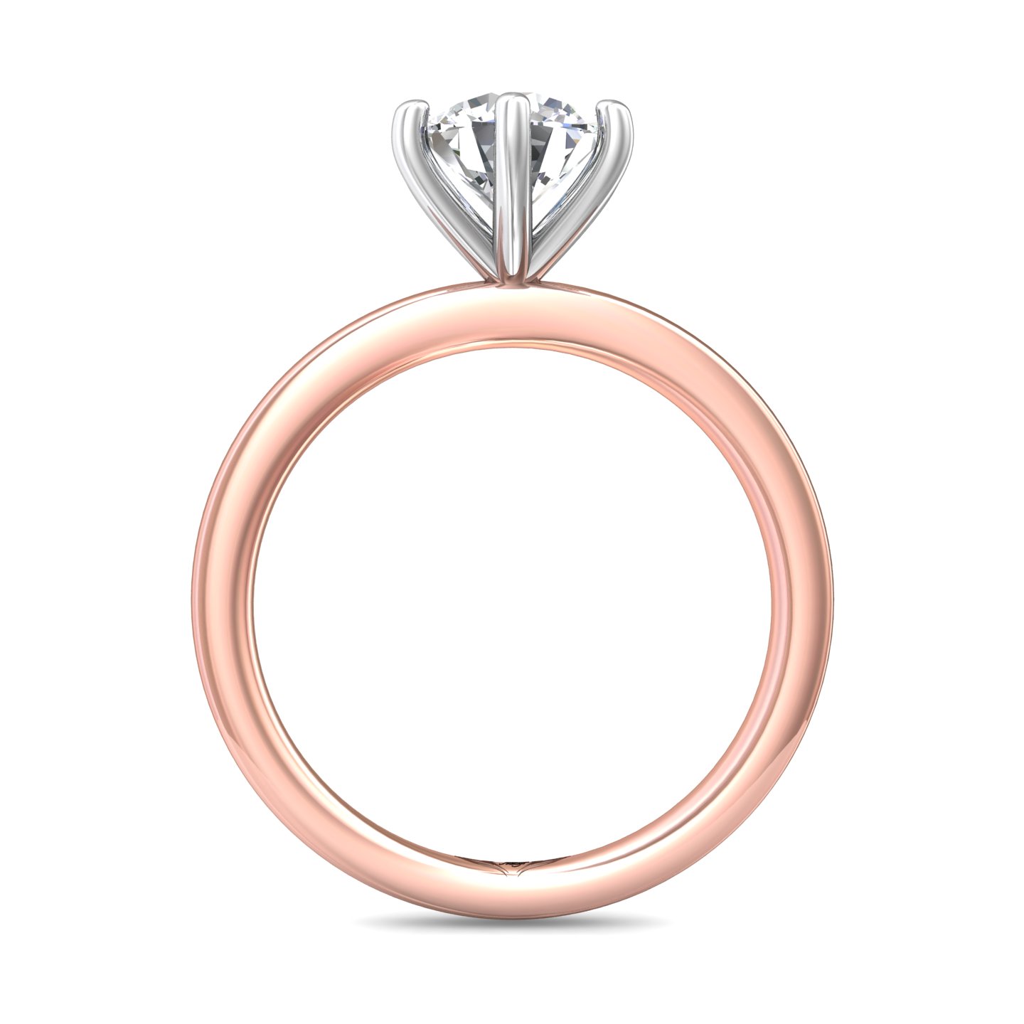 14K Rose and White Gold Round Diamond Engagement Ring