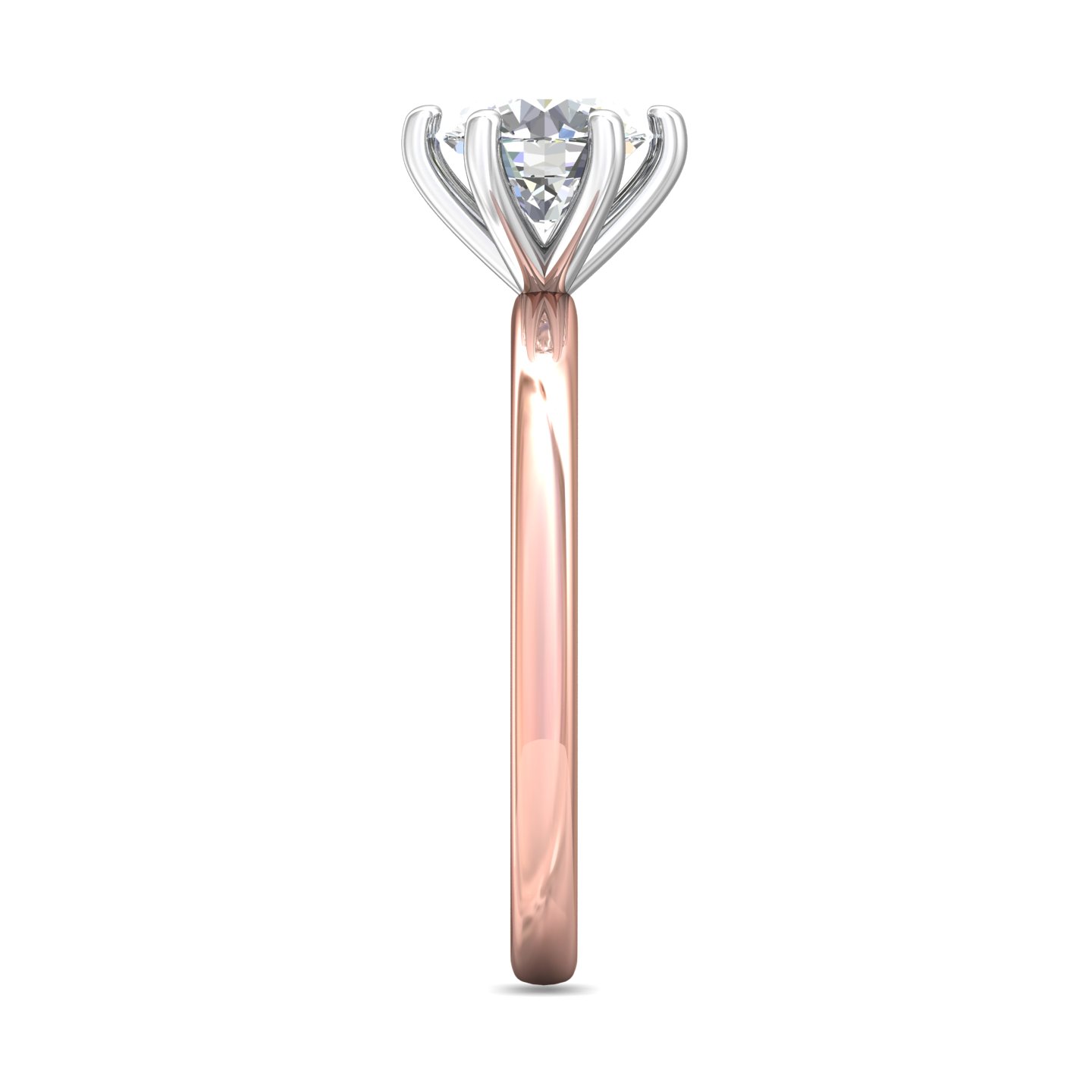 14K Rose and White Gold Round Diamond Engagement Ring