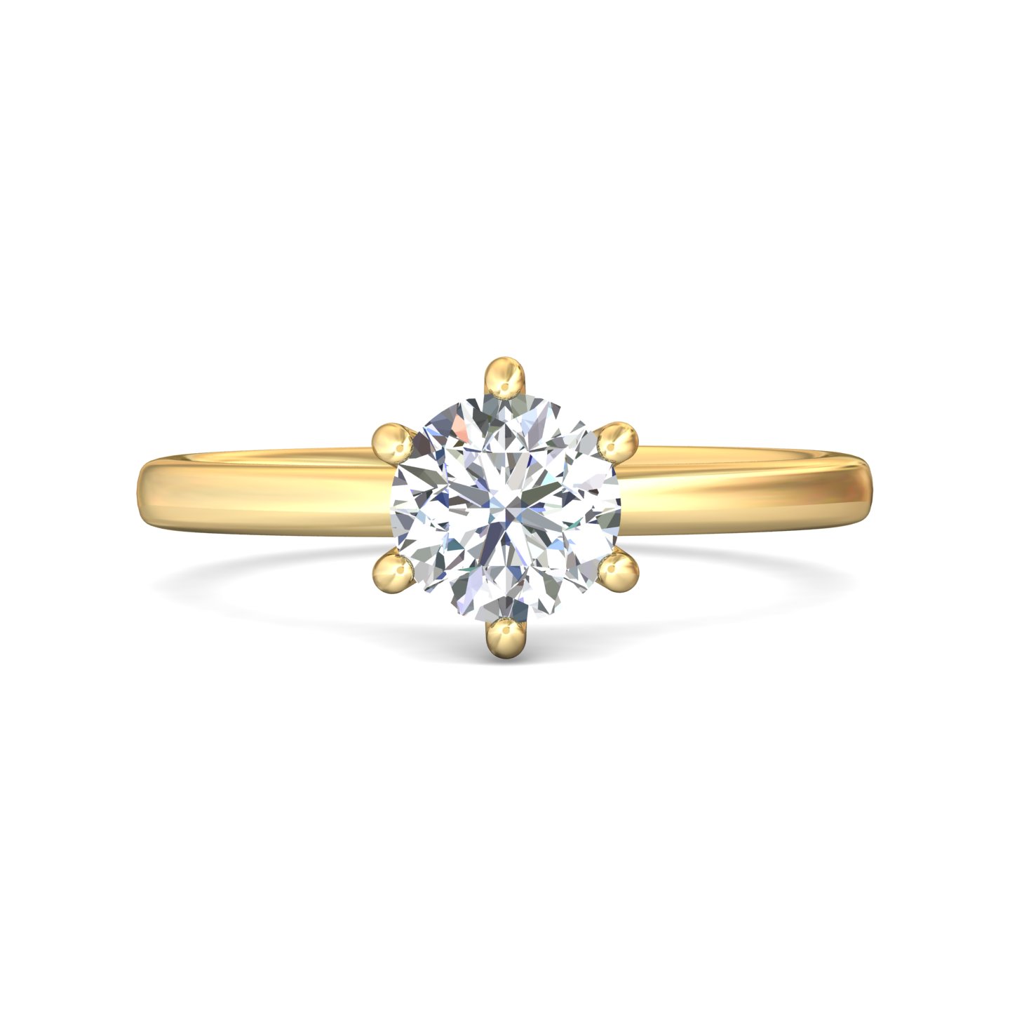 14K Yellow Gold Round Diamond Engagement Ring