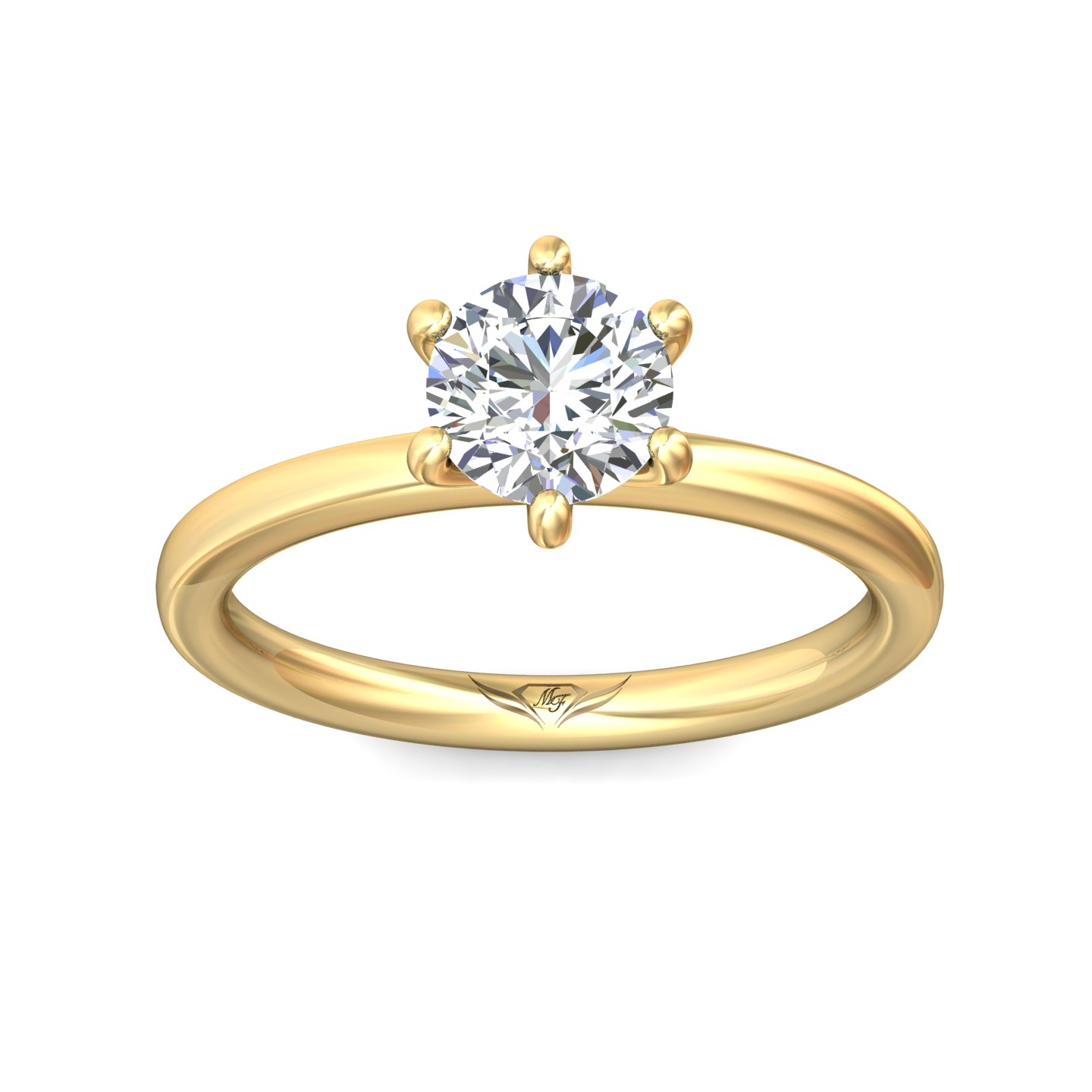 14K Yellow Gold Round Diamond Engagement Ring