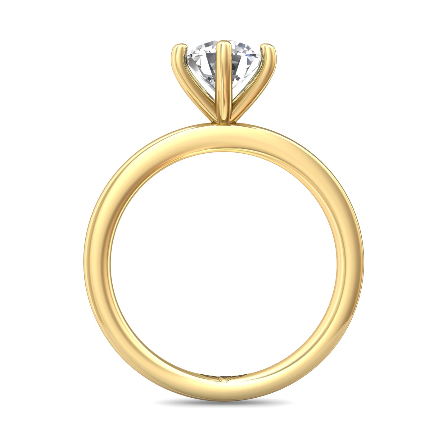 14K Yellow Gold Round Diamond Engagement Ring