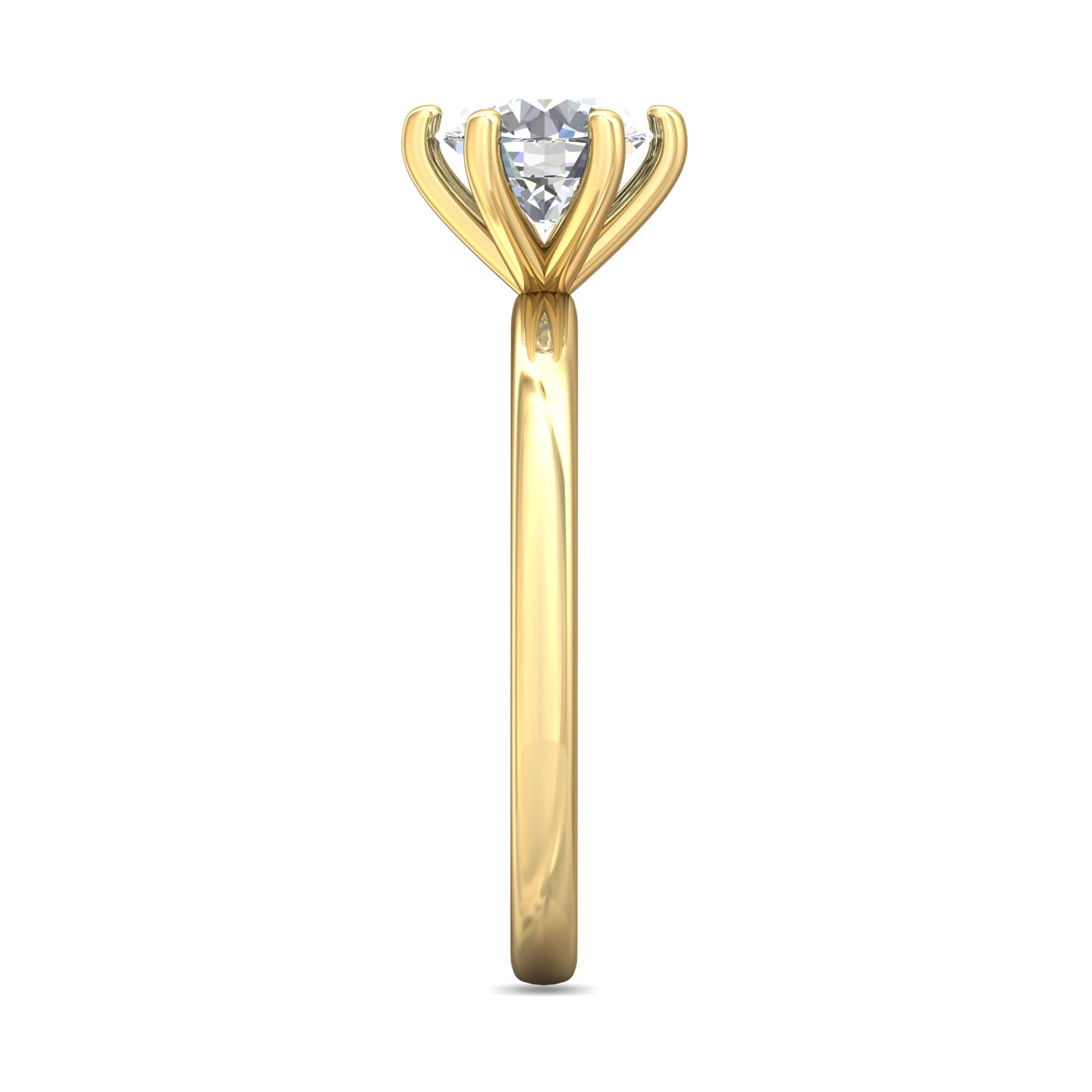 14K Yellow Gold Round Diamond Engagement Ring