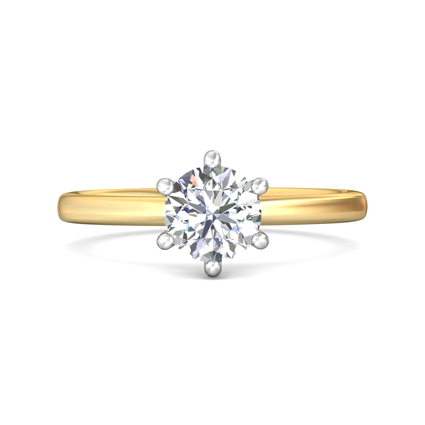 14K Yellow and White Gold Round Diamond Engagement Ring