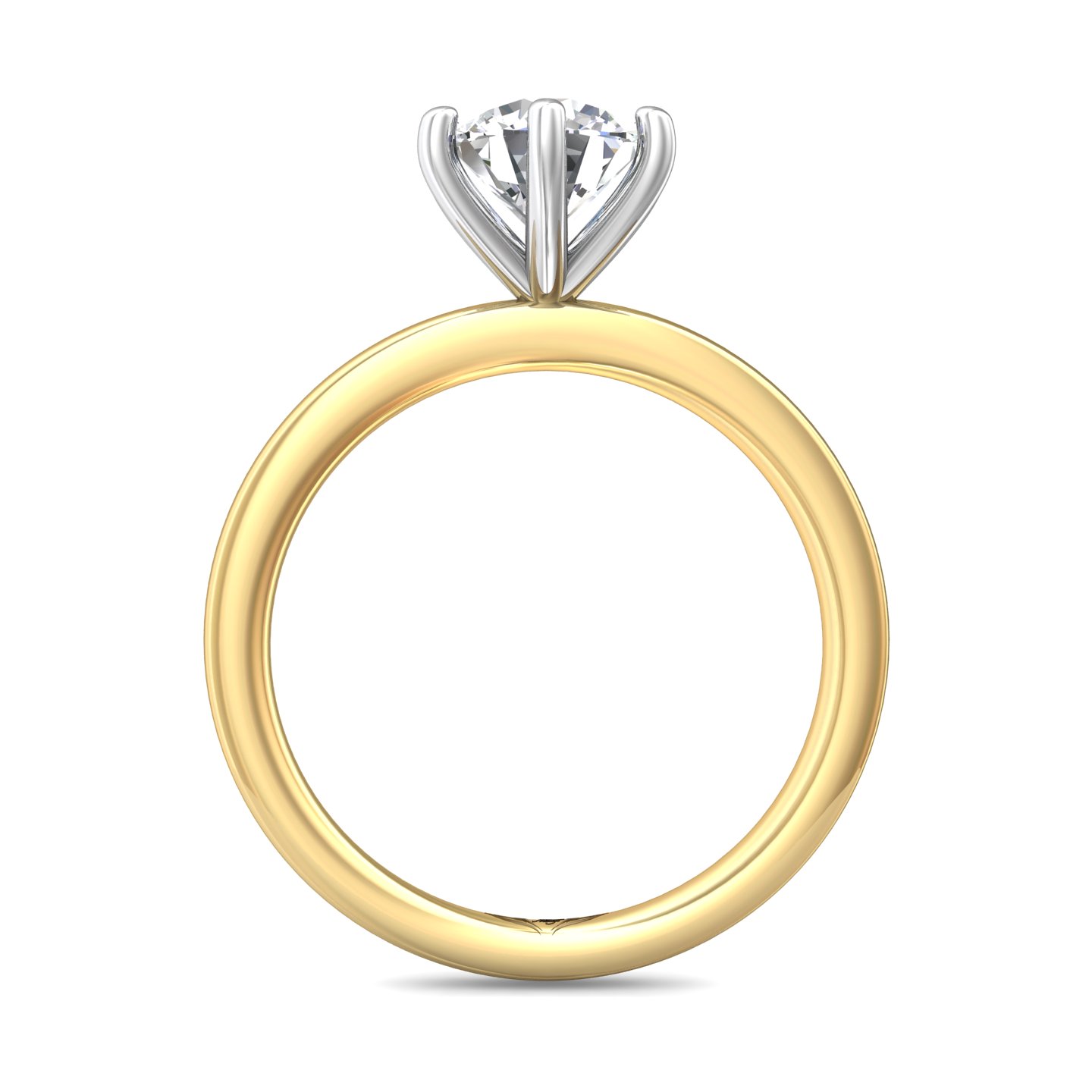 14K Yellow and White Gold Round Diamond Engagement Ring