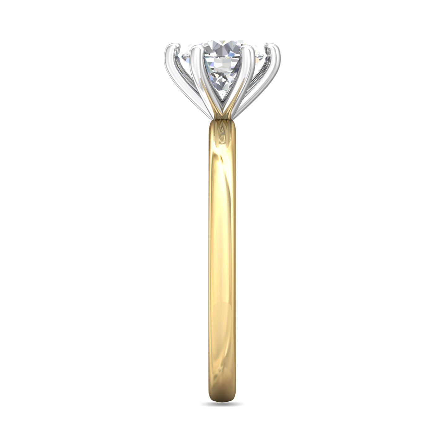 14K Yellow and White Gold Round Diamond Engagement Ring