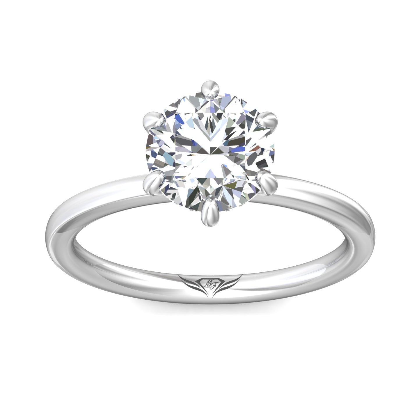14K White Gold Round Diamond Engagement Ring