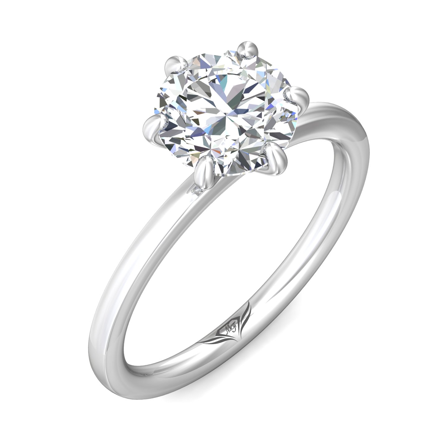 14K White Gold Round Diamond Engagement Ring